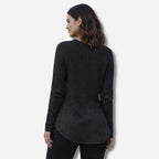 Alveraine | Women’s Loose Round Neck High-Low Curved Hem Casual Top