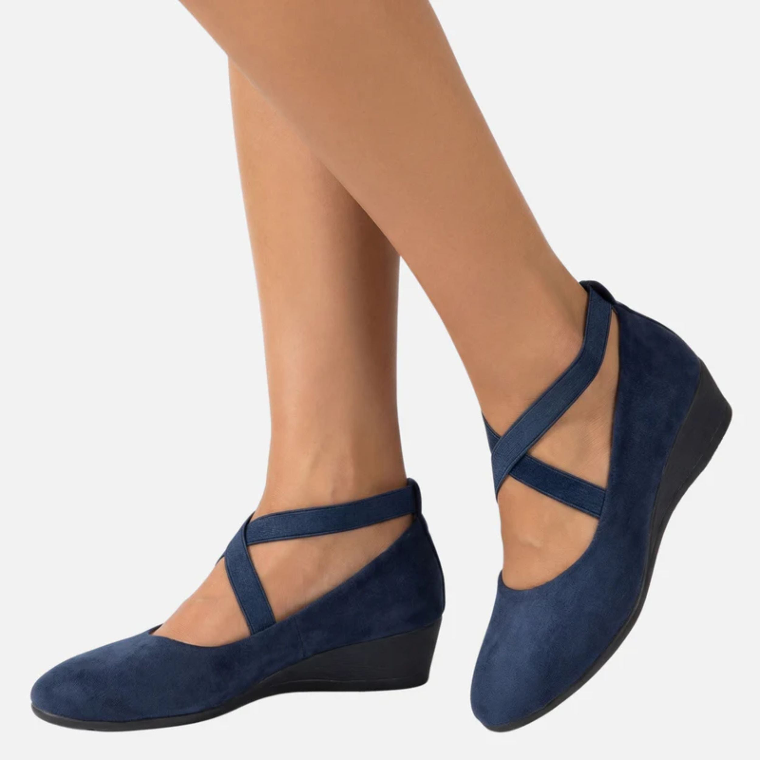 Alveraine | Women’s Faux Suede Wedge Ballerinas – Elegant Strap Style