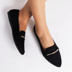Alveraine | Women’s Point Toe Metal Detail Loafers – Modern Flat Style
