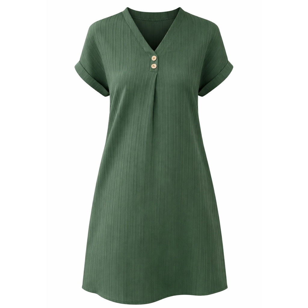 Alveraine | Women’s Relaxed V-Neck Short Sleeve Dress – Everyday Summer Style