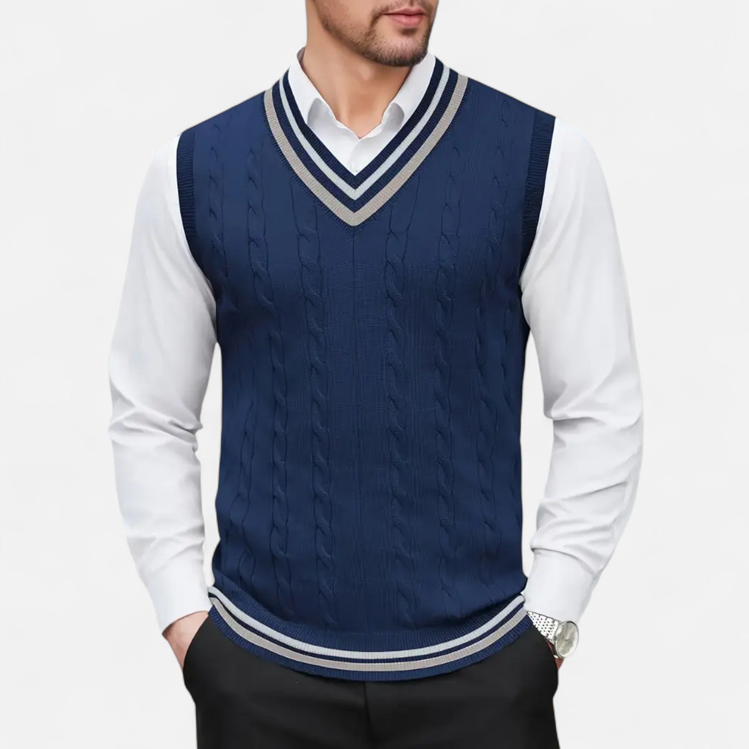 Lurvain | Men’s Knitted V-Neck Vest – Heritage Layers