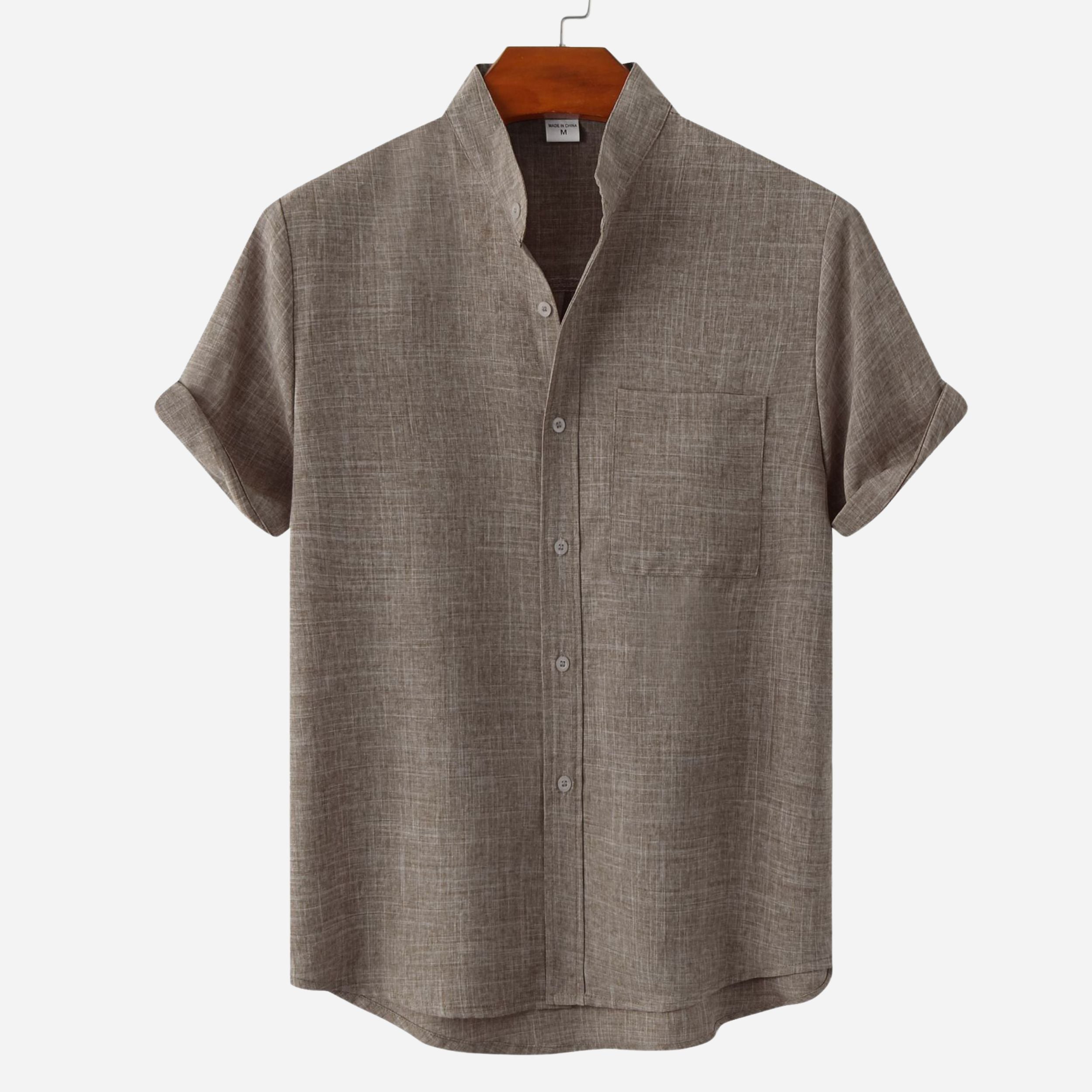 Alveraine | Men’s Cotton Linen Short Sleeve Shirt – Summer Casual Style
