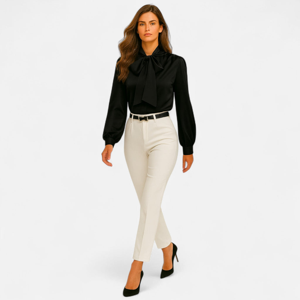Lurvain | Women’s Satin Bow-Tie Blouse