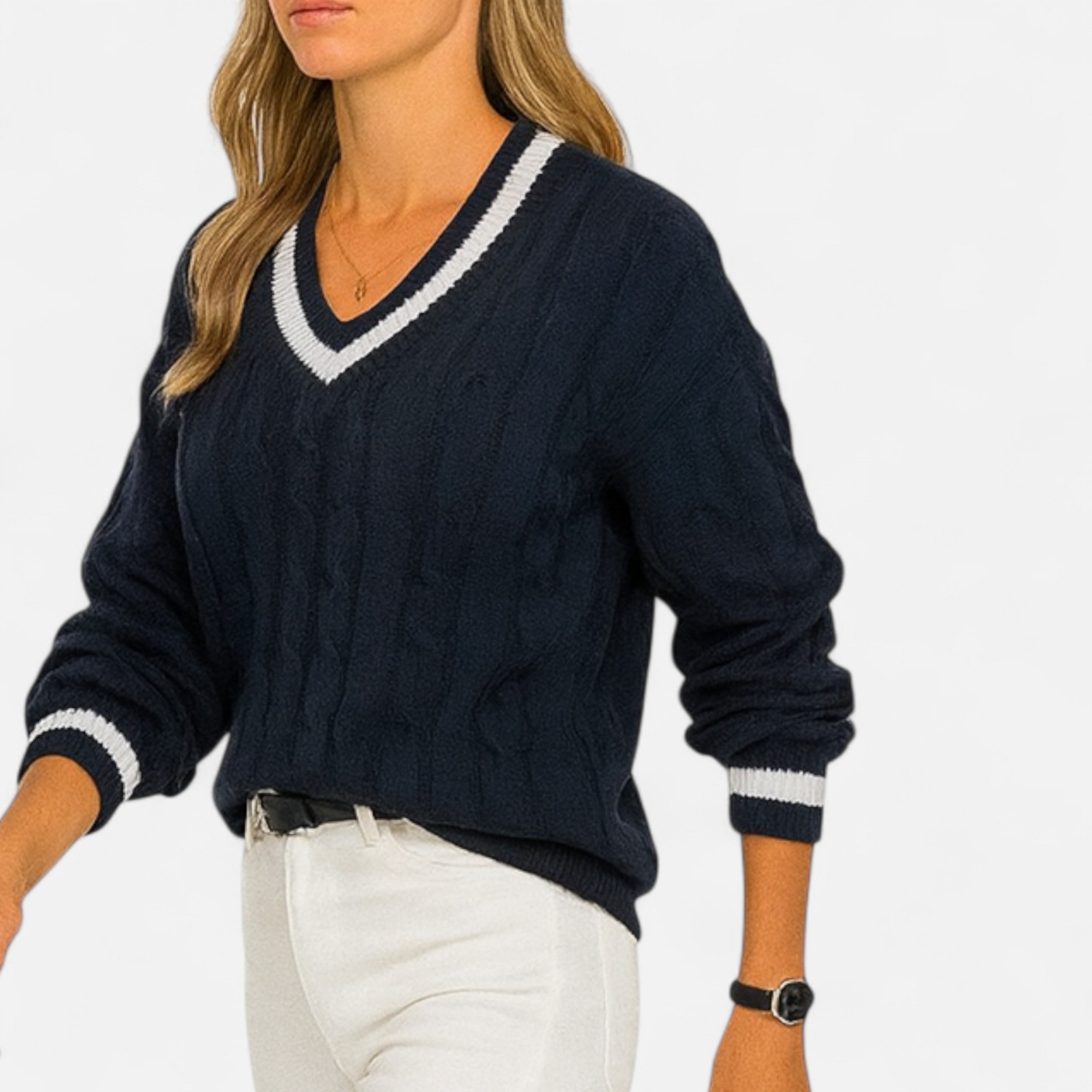 Lurvain | Women’s Elegant V-Neck Colourblock Sweater