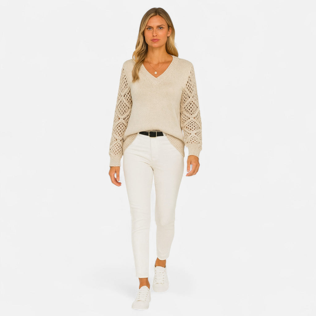 Lurvain | Women’s Chic Hollow-Out V-Neck Knitted Sweater