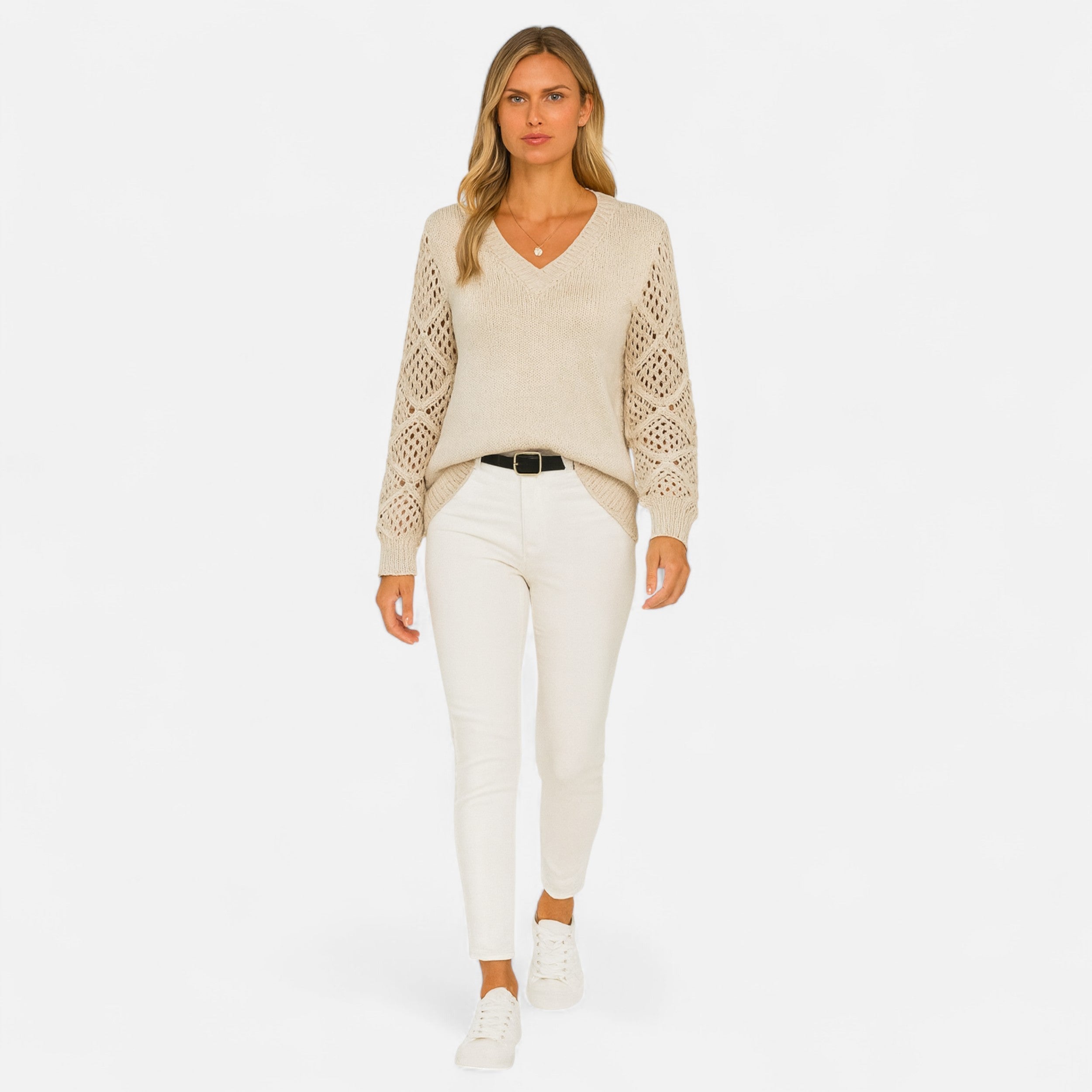 Lurvain | Women’s Chic Hollow-Out V-Neck Knitted Sweater