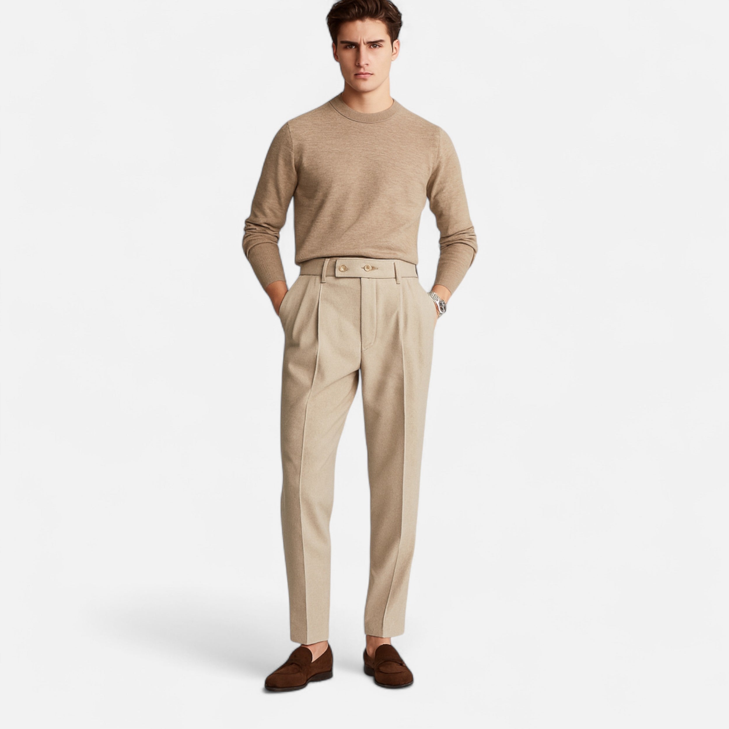 Lurvain | Men’s Naples Trousers – High-Waist British Style