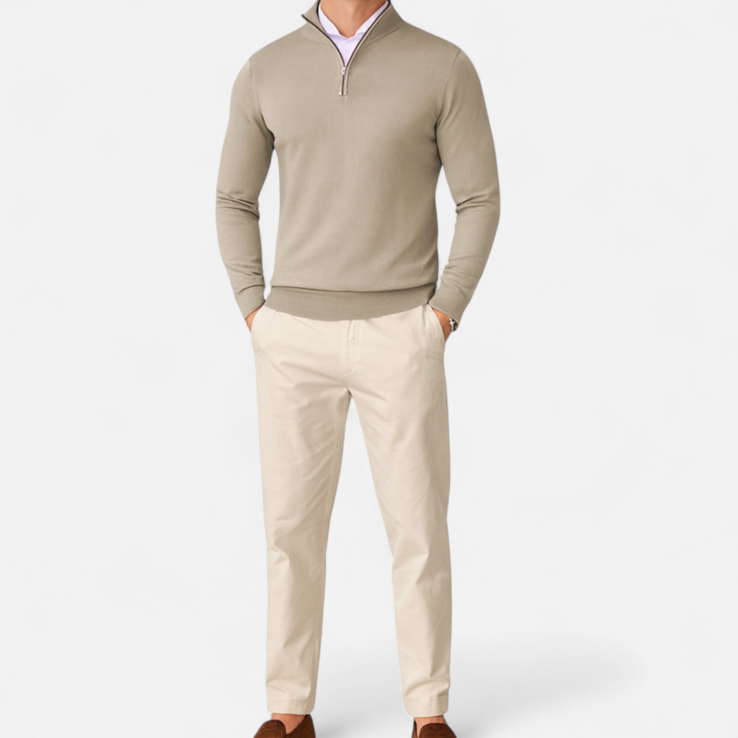 Lurvain | Men’s Quarter-Zip Knit Sweater – Slim Elegance