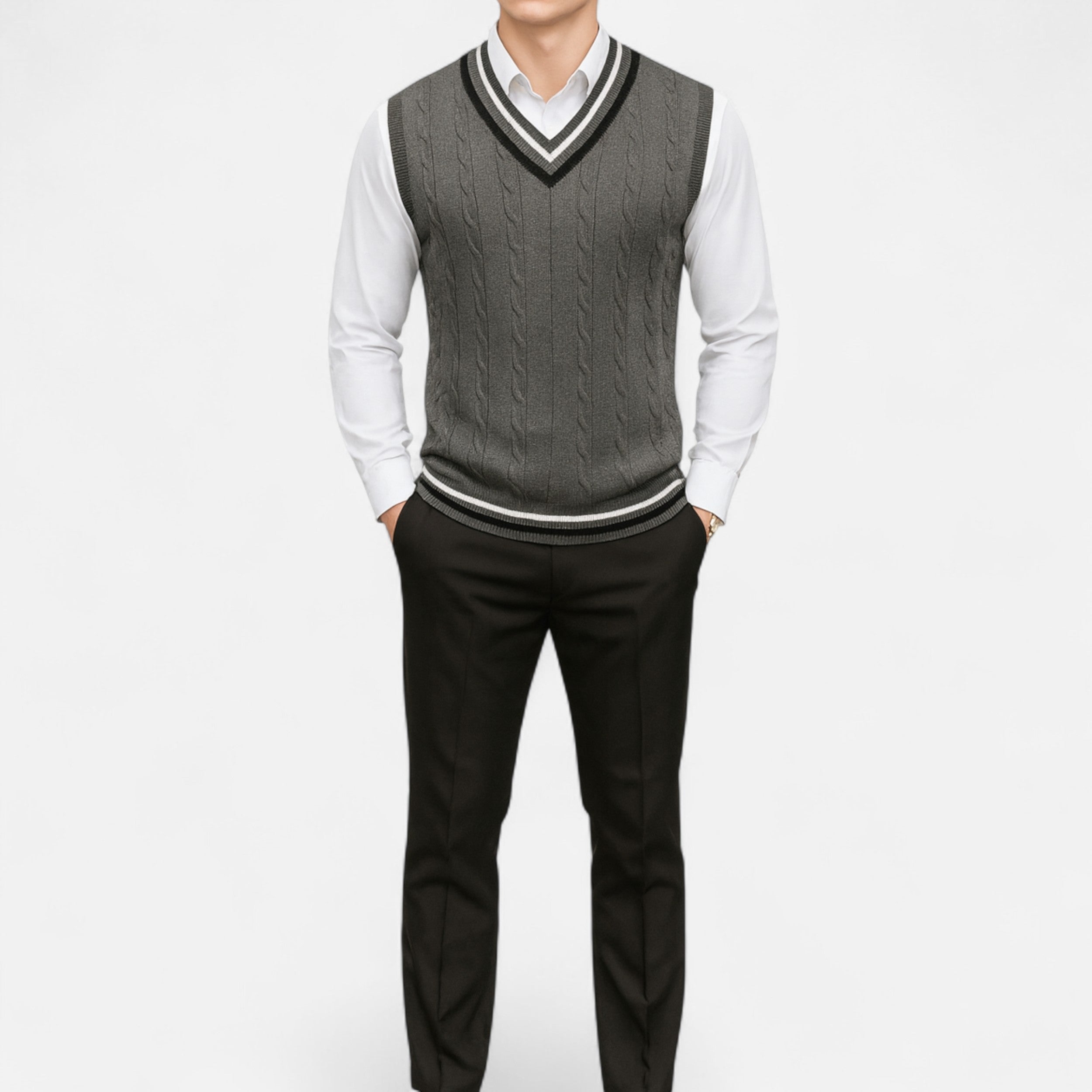 Lurvain | Men’s Knitted V-Neck Vest – Heritage Layers