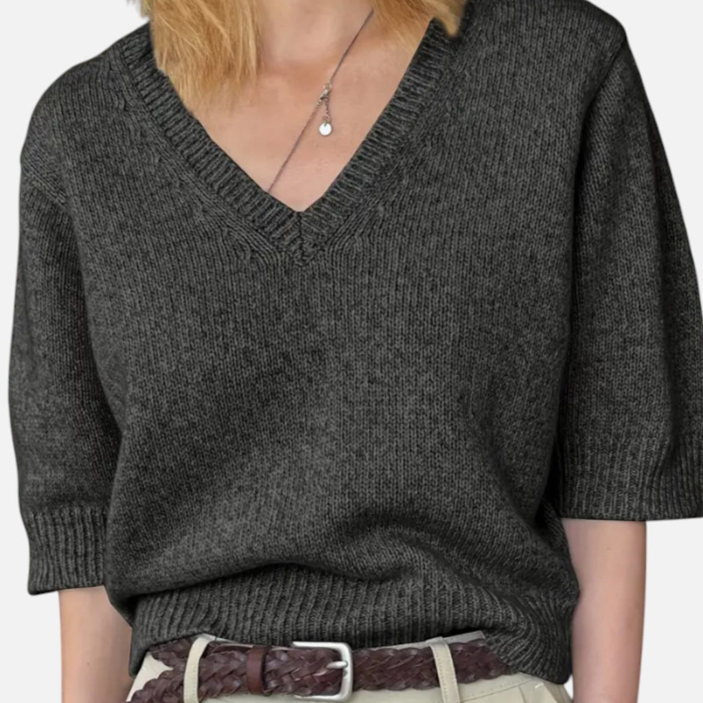 Alveraine | Pull élégant à col en V pour femmes – Grâce estivale