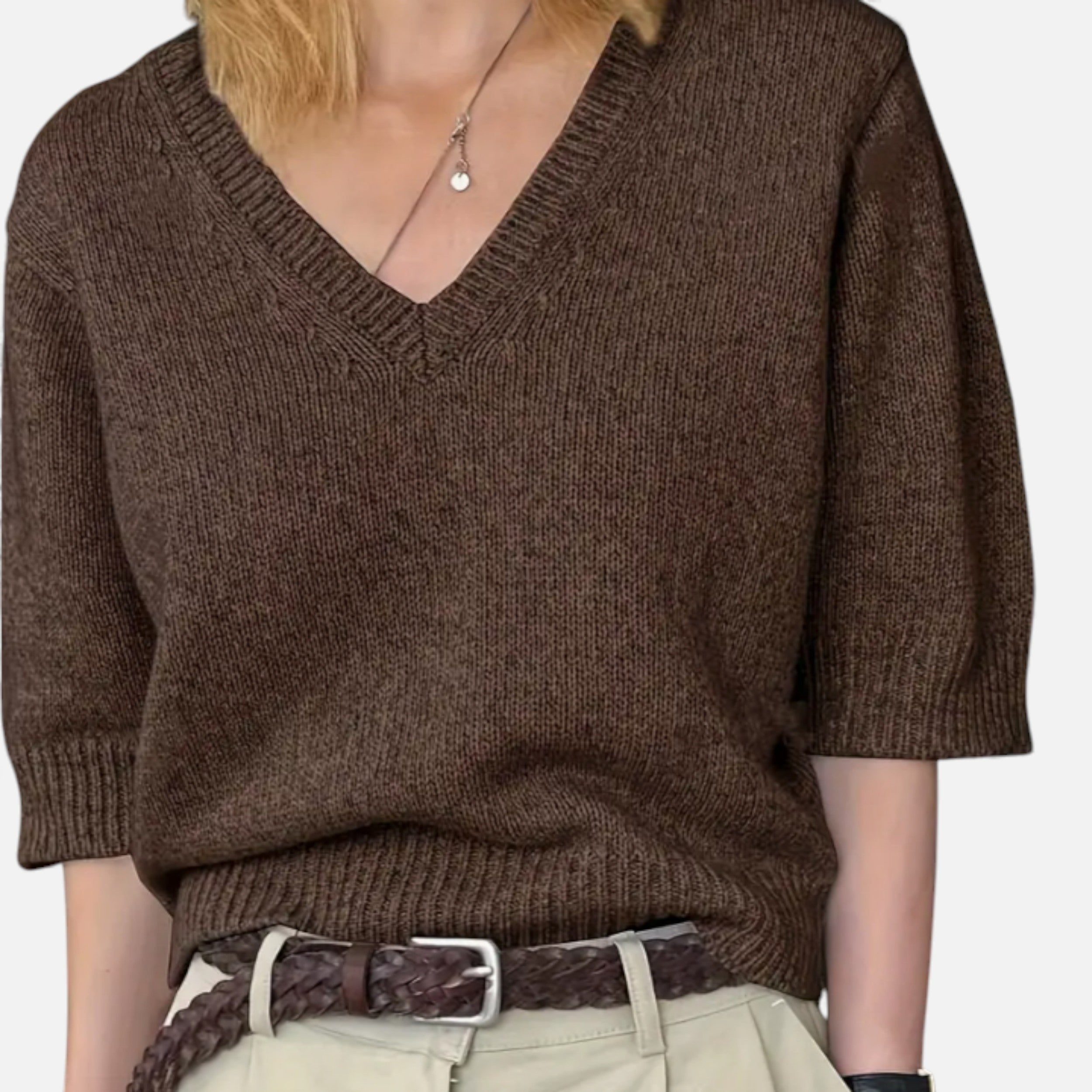 Lurvain | Elegant V-Neck Knit for Summer Grace