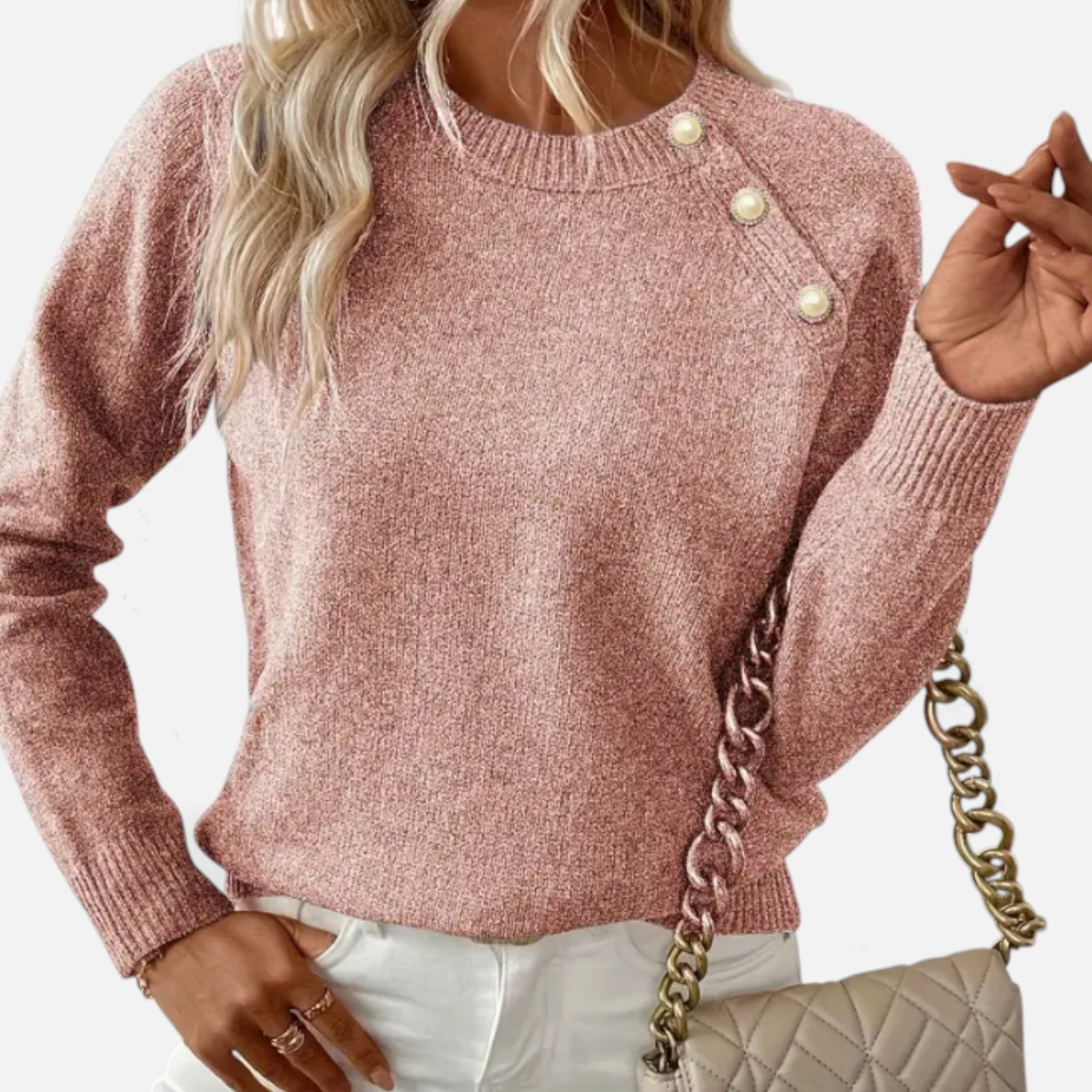 Lurvain | Elegant Button-Trim Knit Sweater