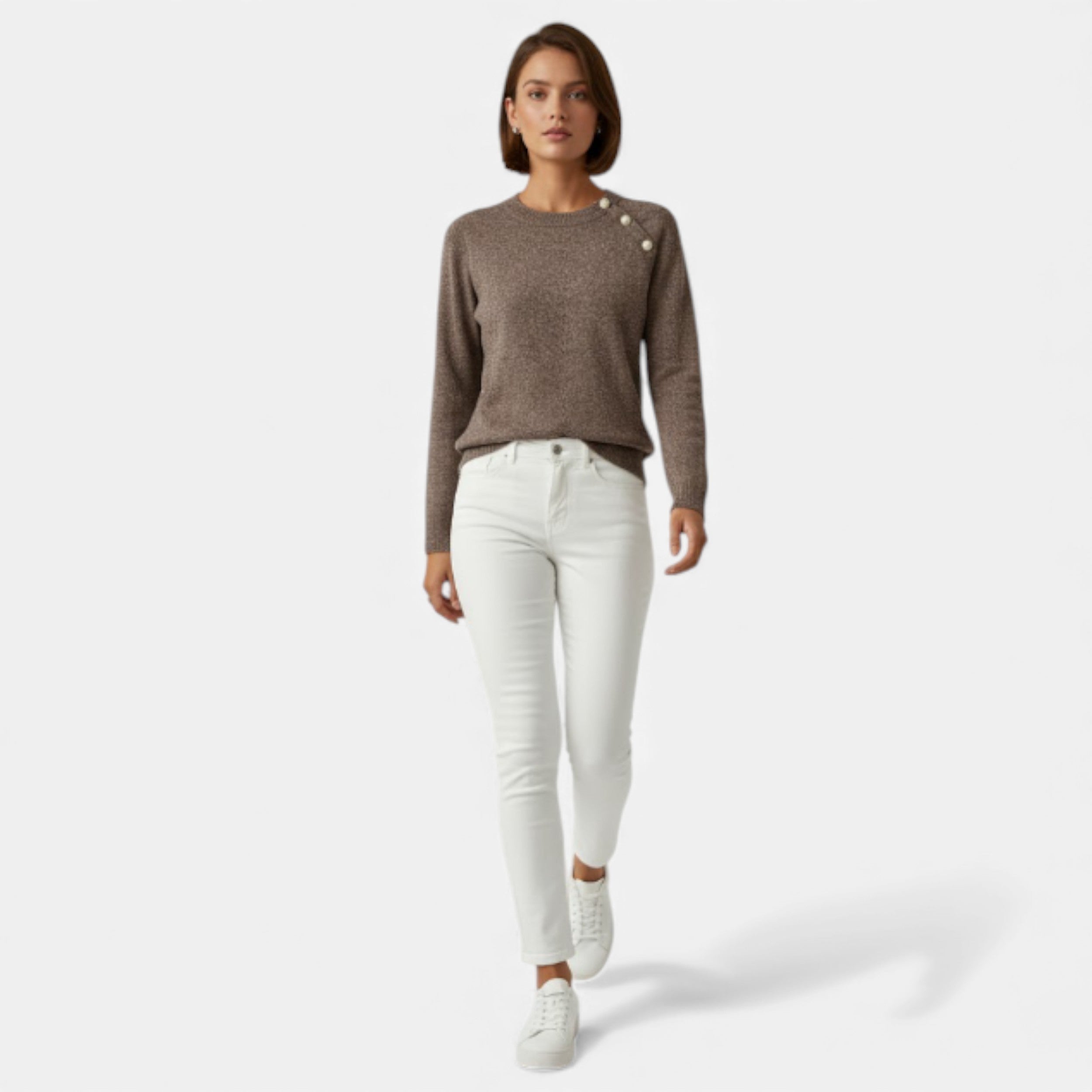 Lurvain | Elegant Button-Trim Knit Sweater