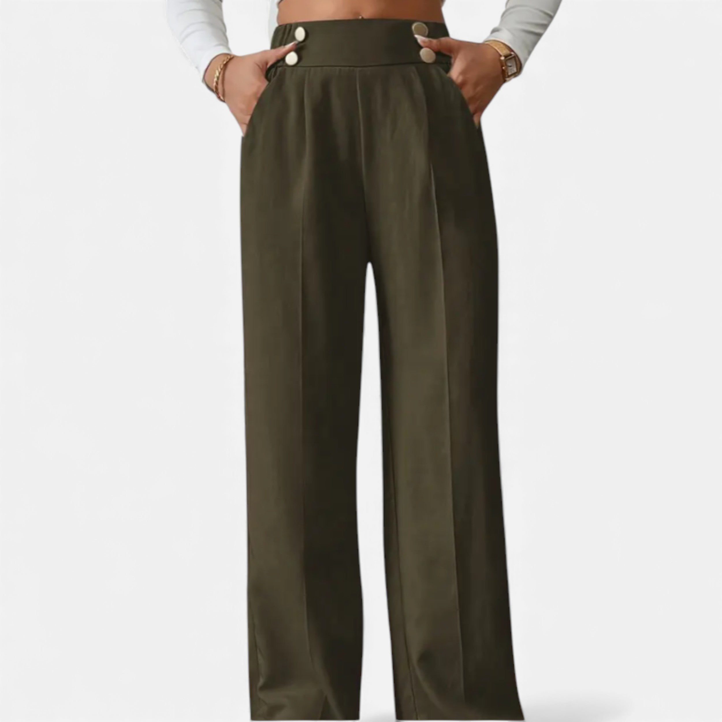 Lurvain | Women’s Wide-Leg Button Detail Pants