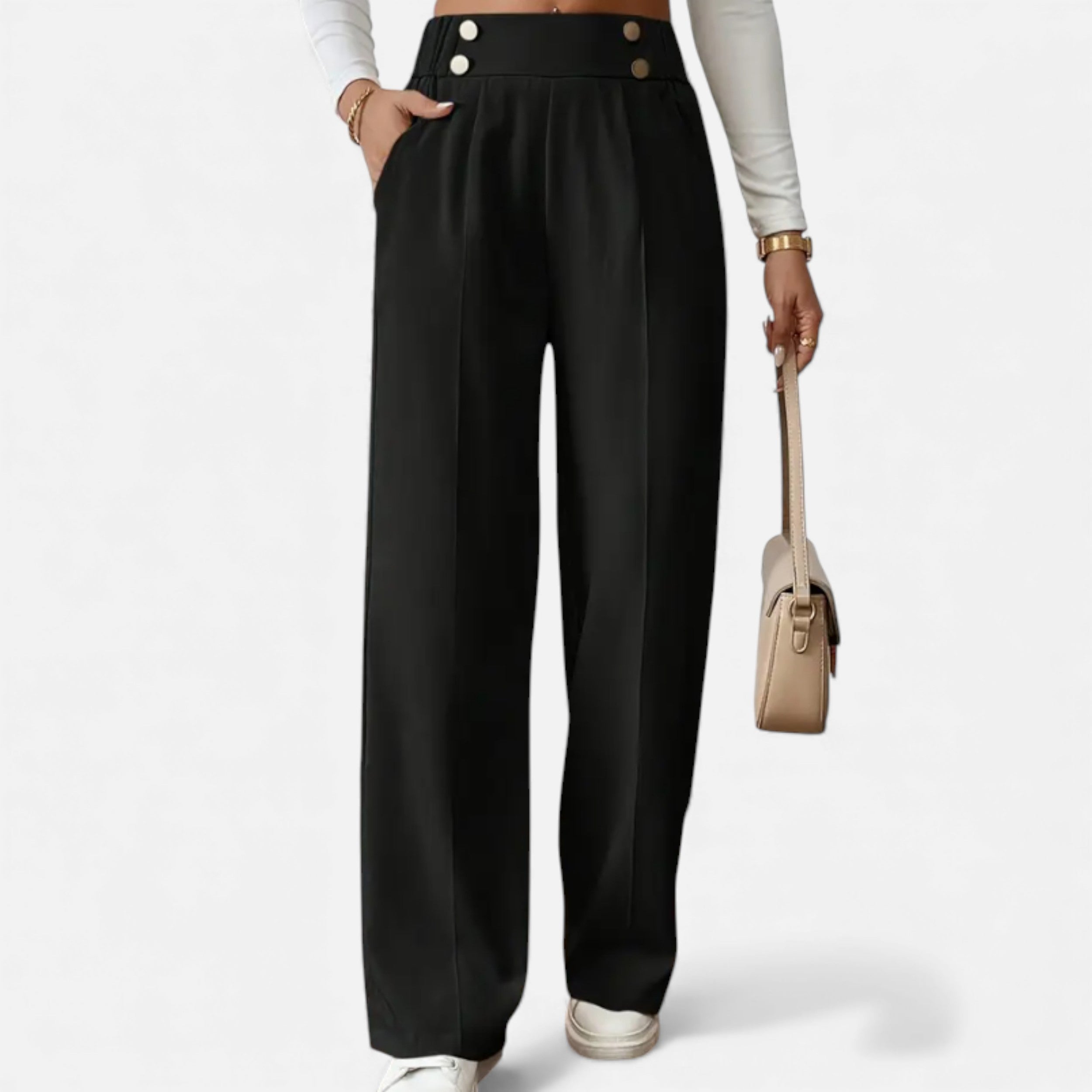 Lurvain | Women’s Wide-Leg Button Detail Pants