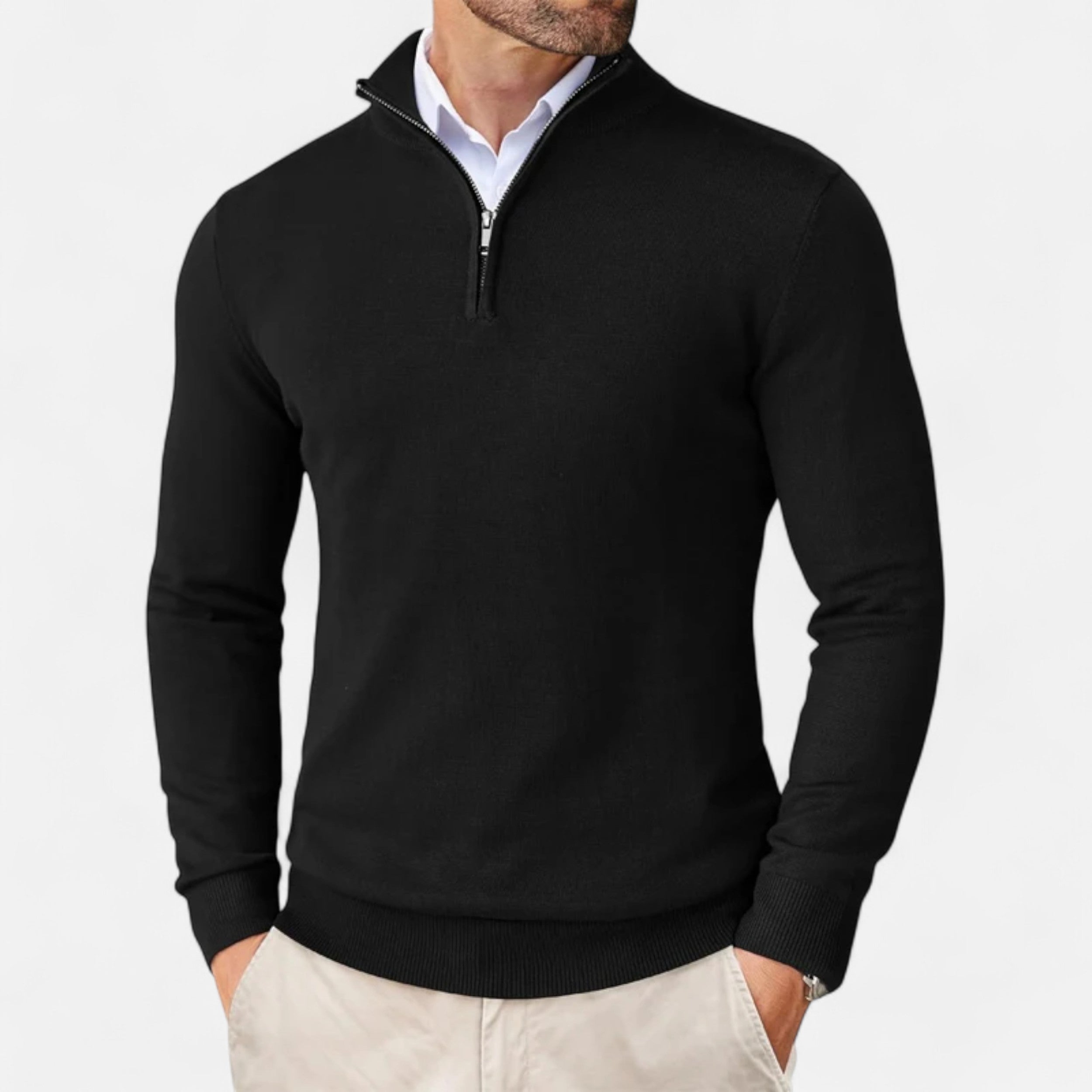 Lurvain | Men’s Quarter-Zip Knit Sweater – Slim Elegance