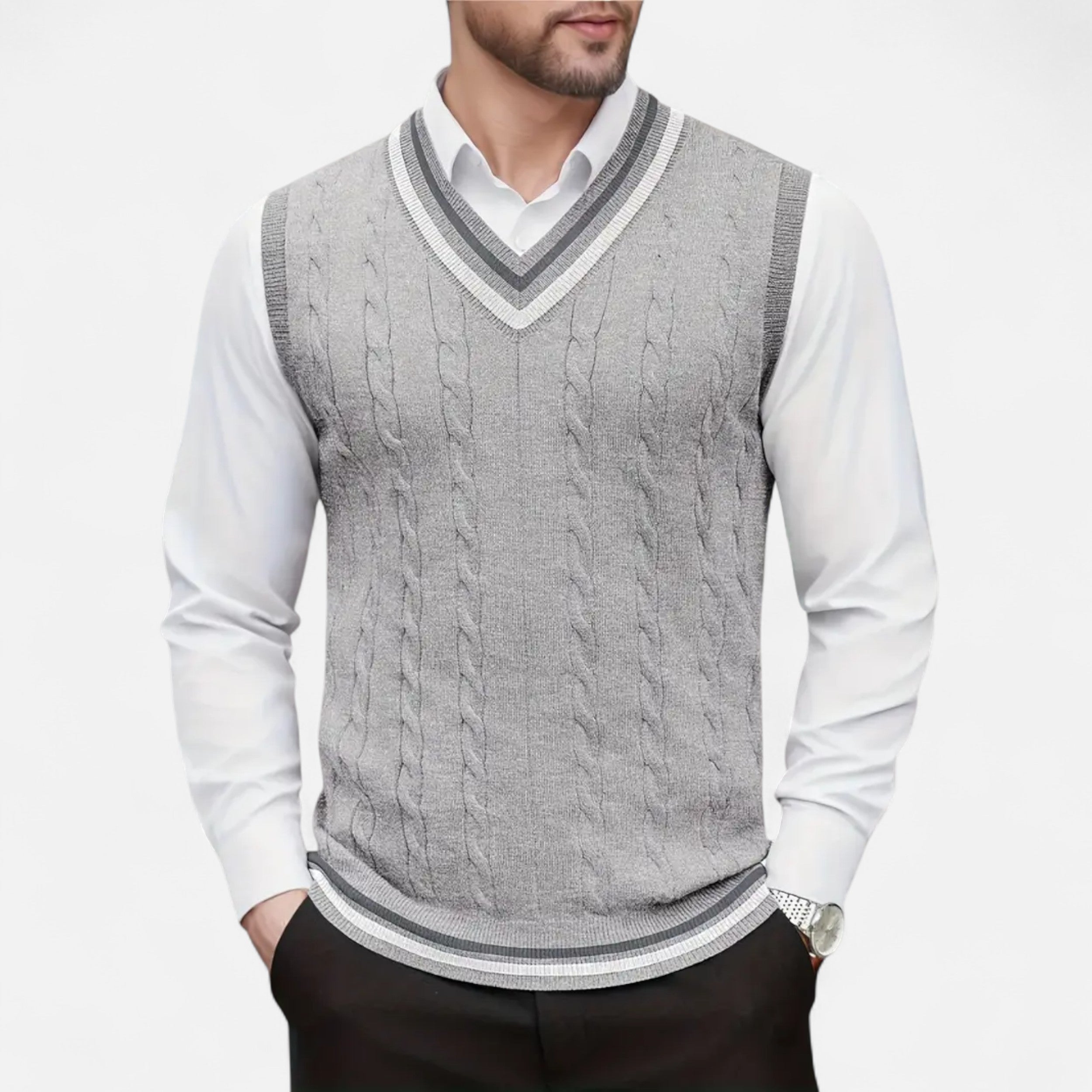 Lurvain | Men’s Knitted V-Neck Vest – Heritage Layers