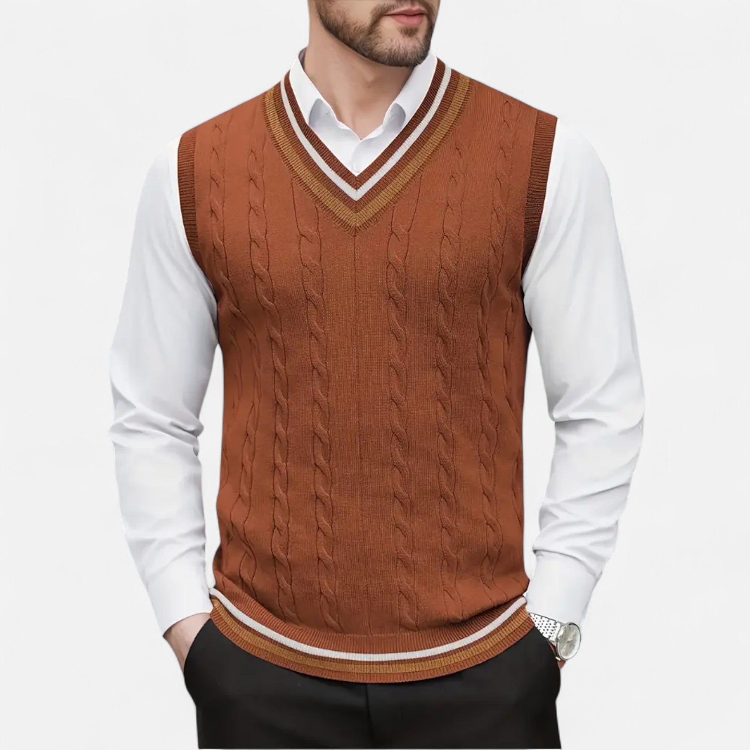Lurvain | Men’s Knitted V-Neck Vest – Heritage Layers