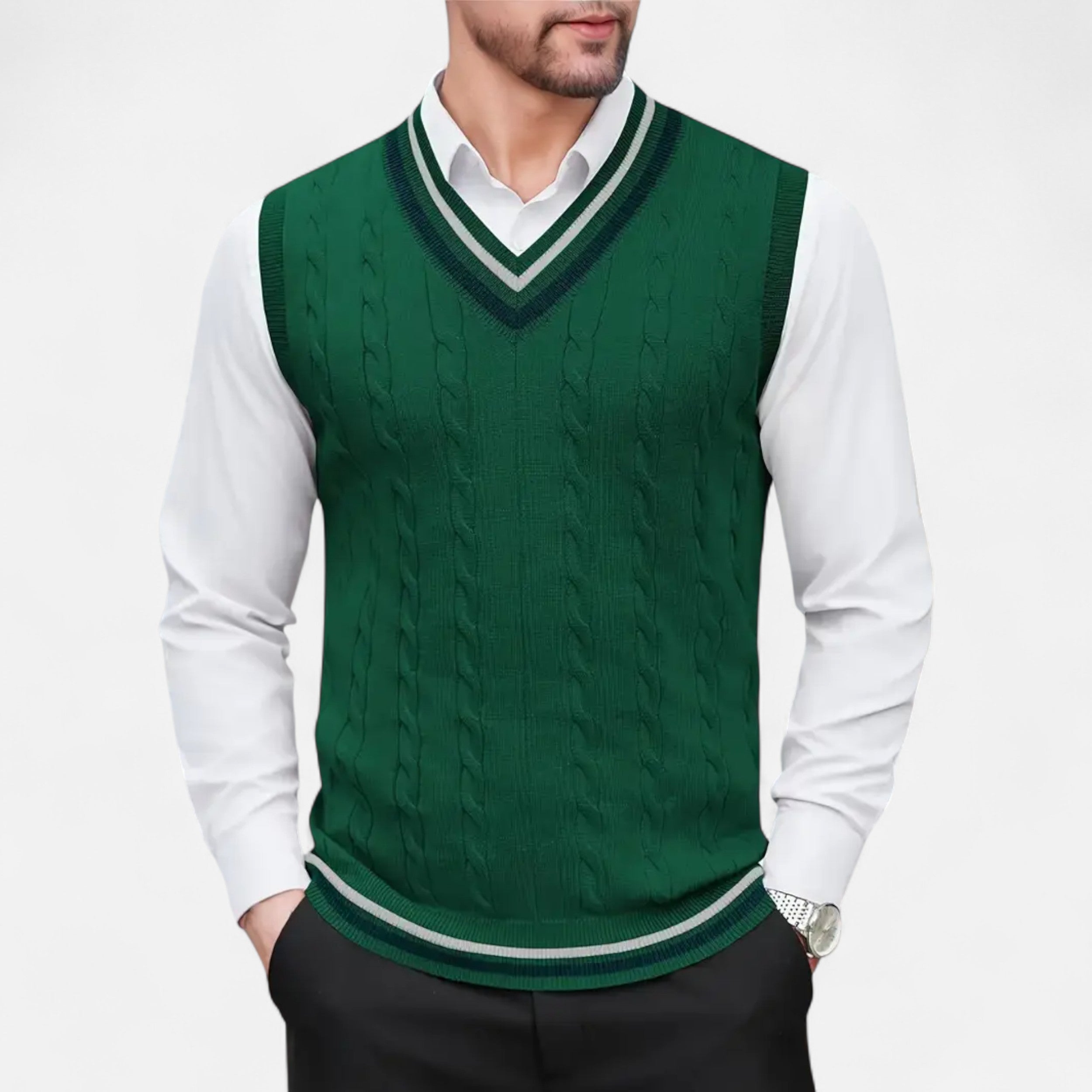Lurvain | Men’s Knitted V-Neck Vest – Heritage Layers