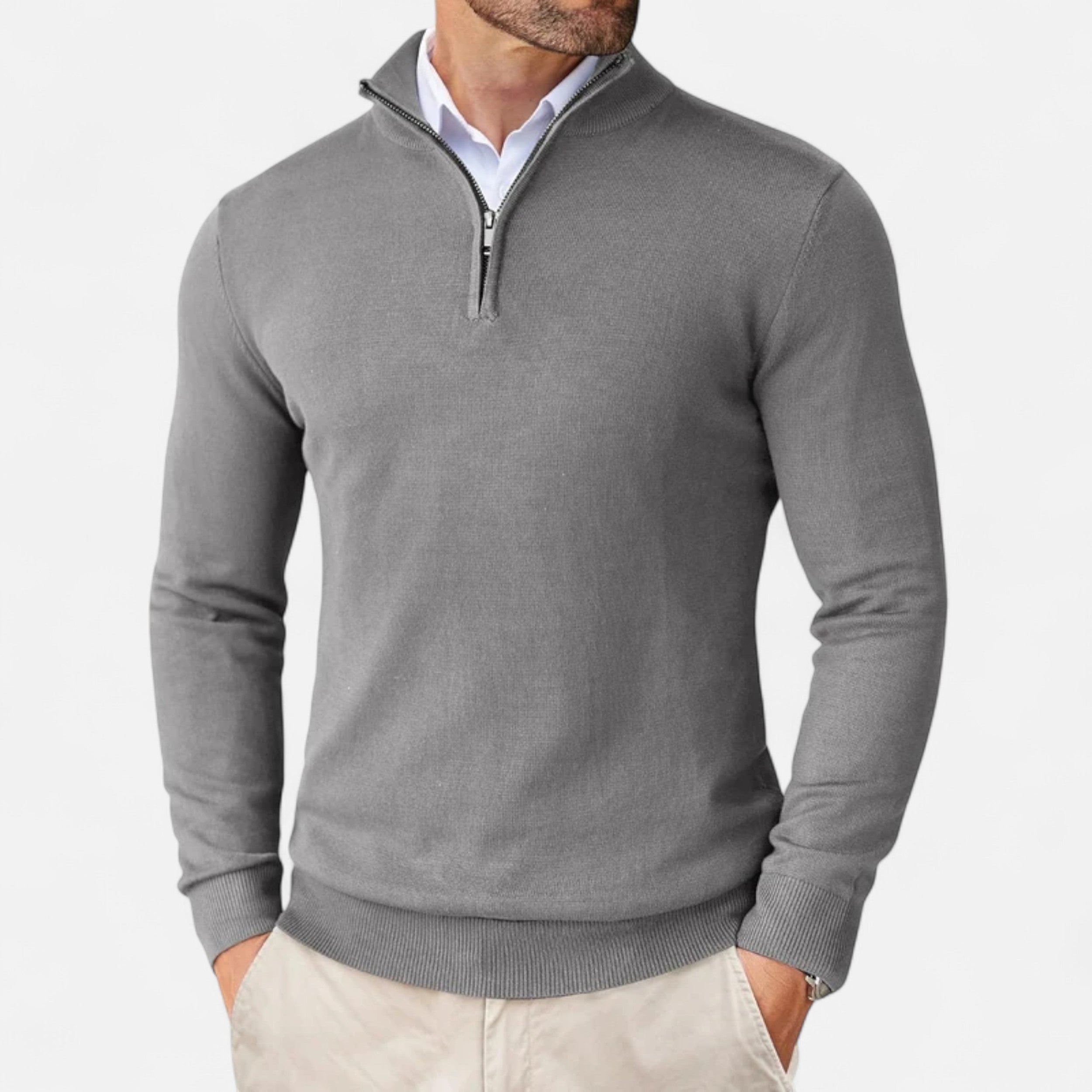 Lurvain | Men’s Quarter-Zip Knit Sweater – Slim Elegance