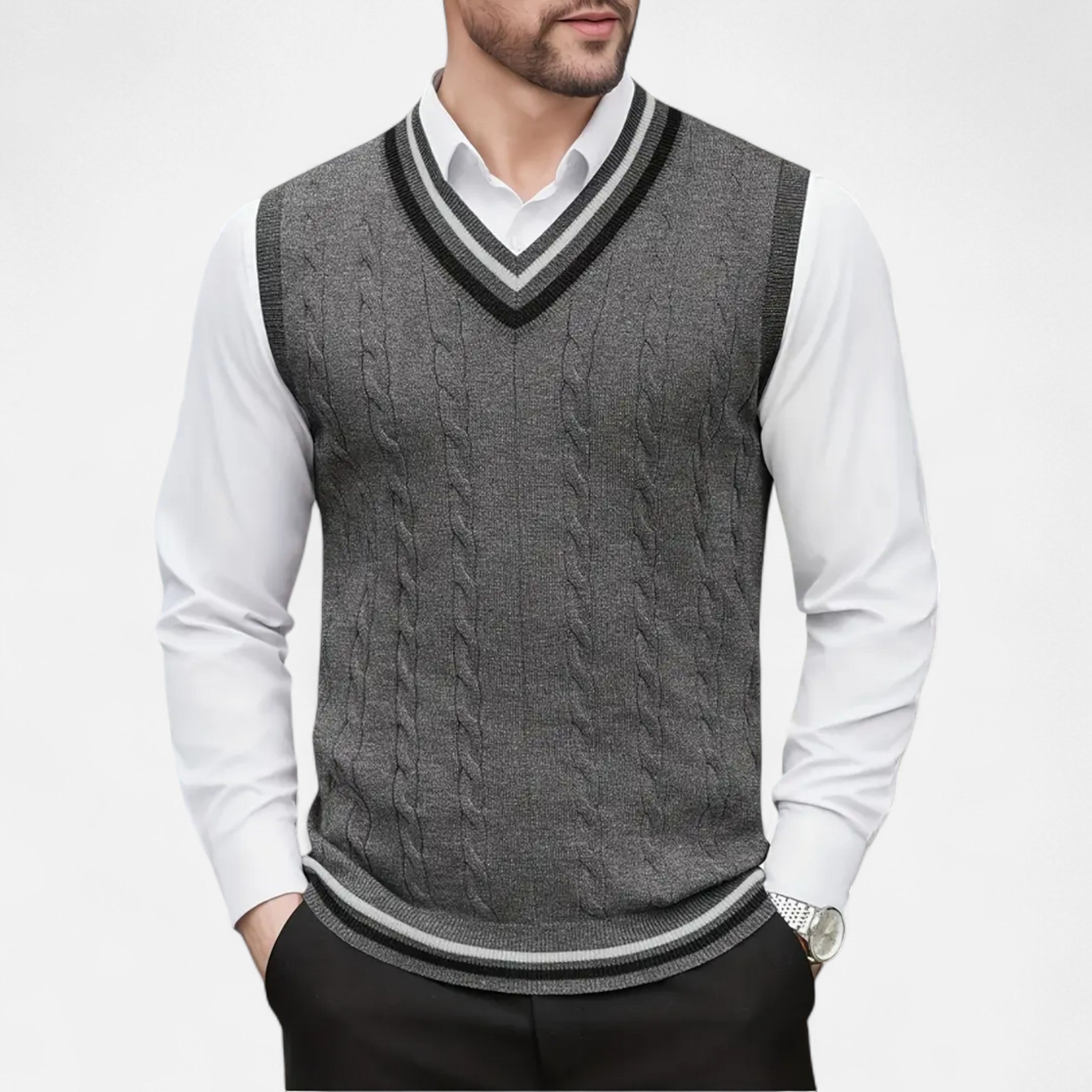 Lurvain | Men’s Knitted V-Neck Vest – Heritage Layers