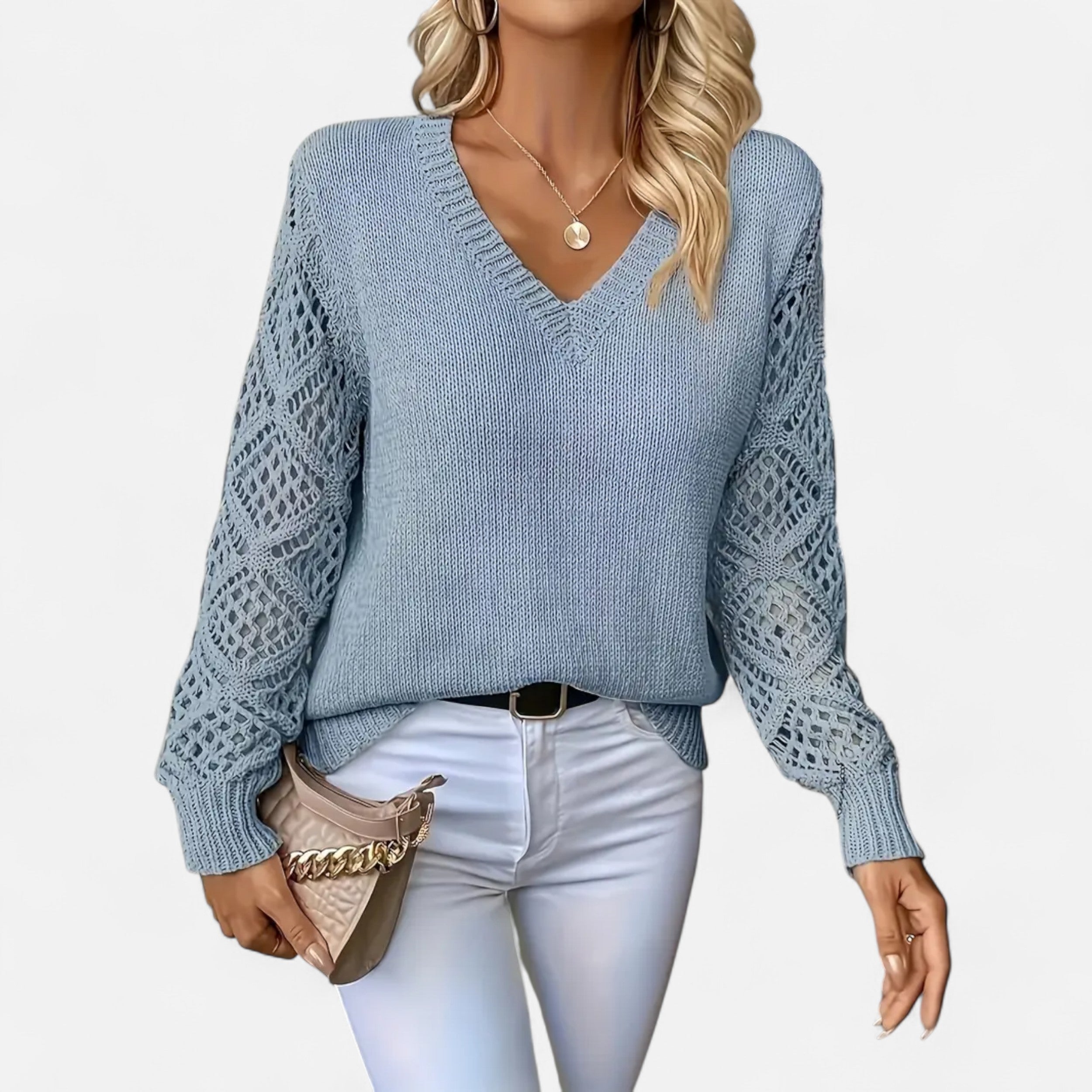 Lurvain | Women’s Chic Hollow-Out V-Neck Knitted Sweater