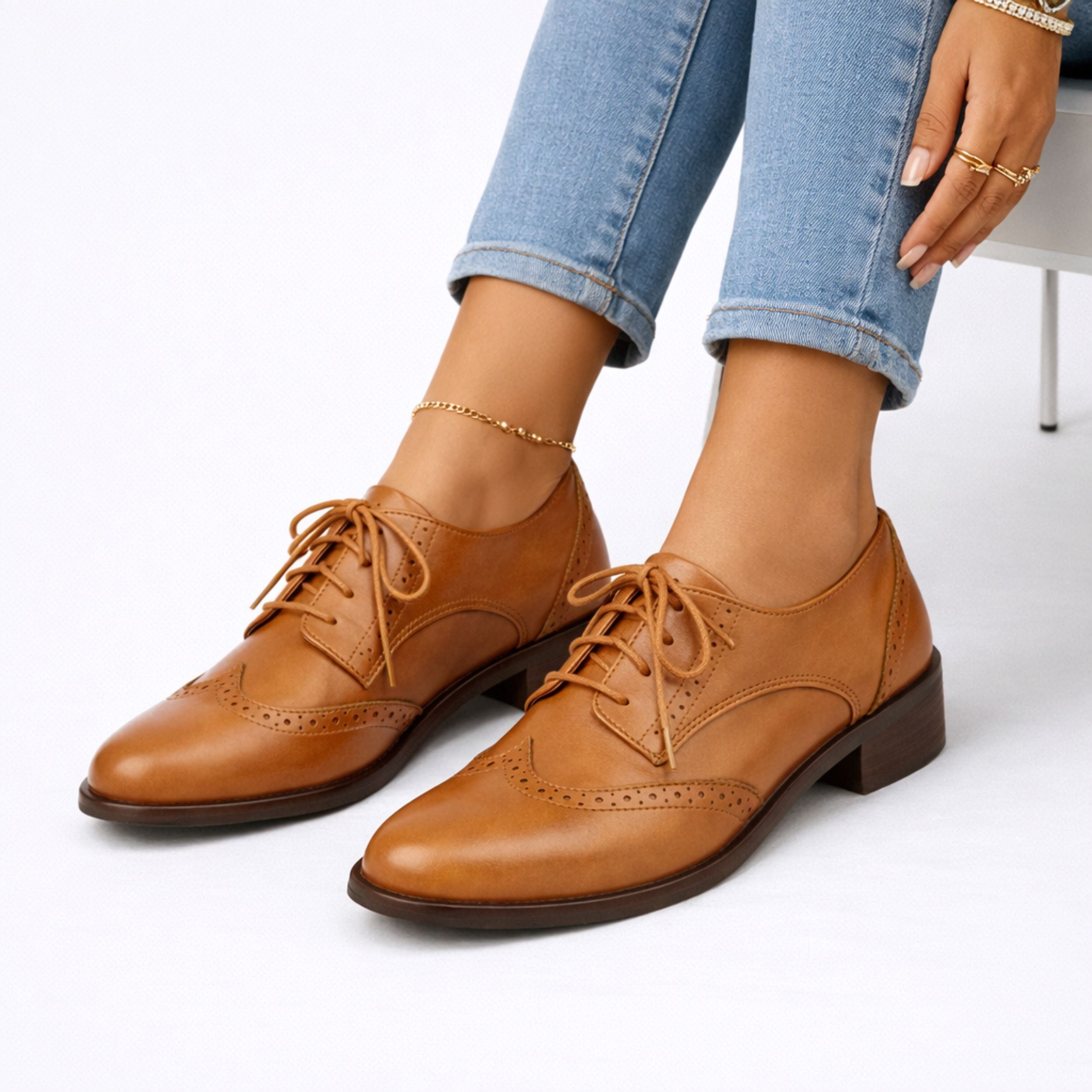 Alveraine | Women’s British Carved Lace-Up Oxford Shoes