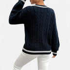 Alveraine | Women’s Elegant V-Neck Colorblock Sweater