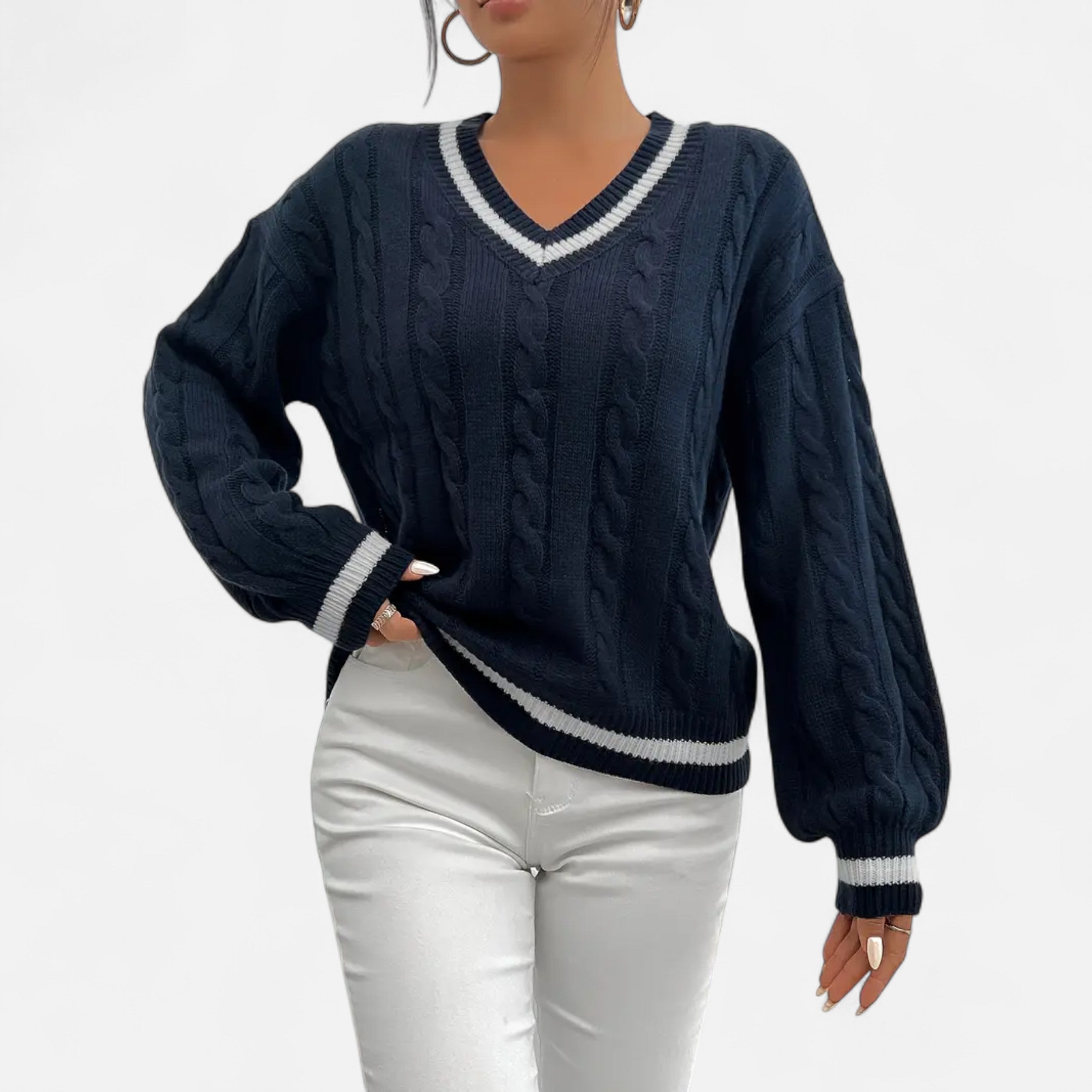 Lurvain | Women’s Elegant V-Neck Colourblock Sweater