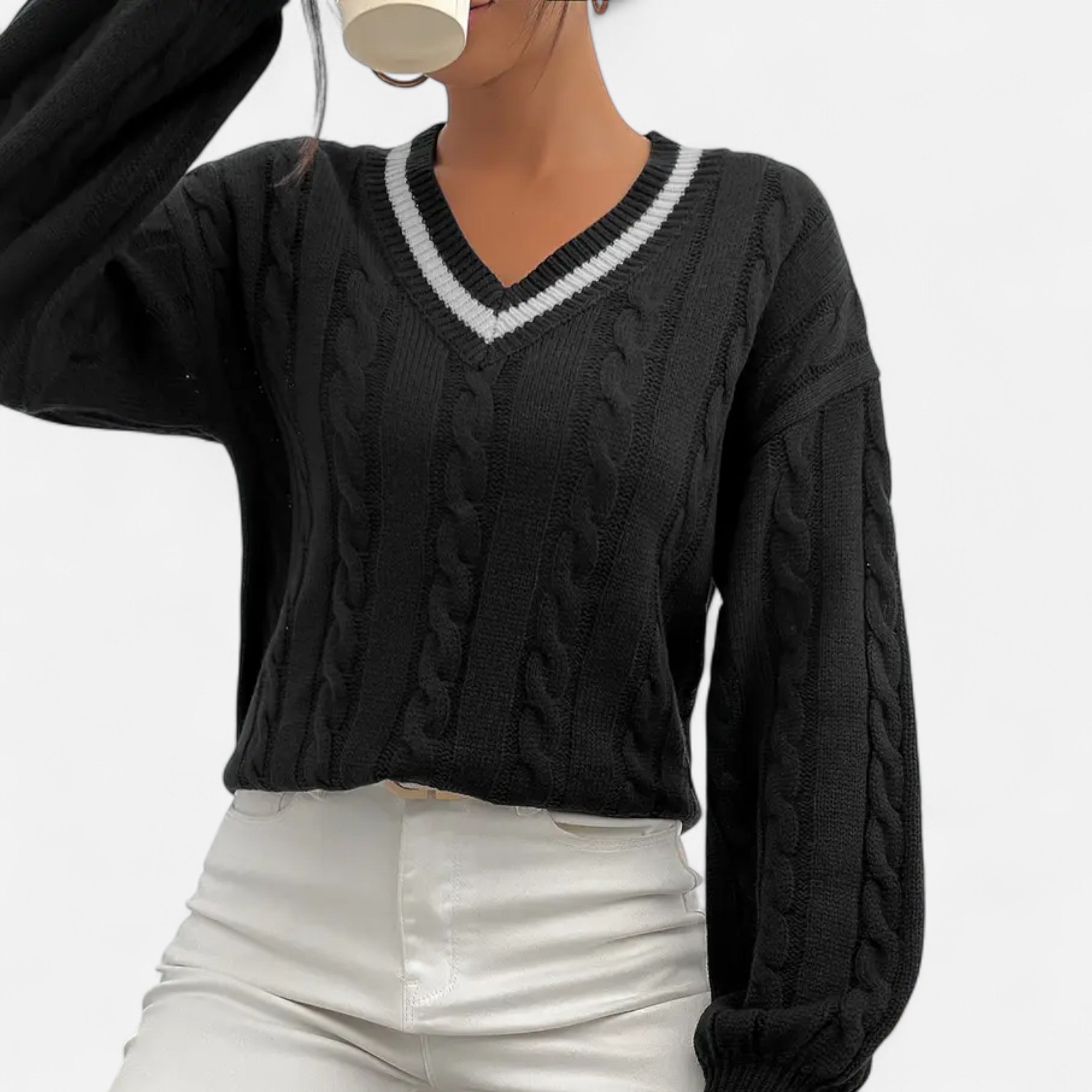 Lurvain | Women’s Elegant V-Neck Colourblock Sweater