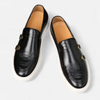 Alveraine | Men’s Gold-Pattern Casual Loafers