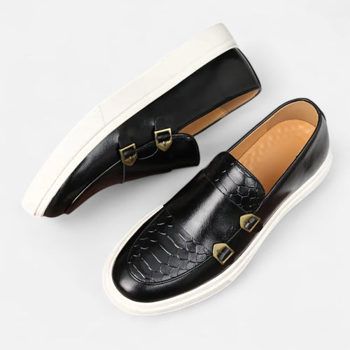 Alveraine | Men’s Gold-Pattern Casual Loafers