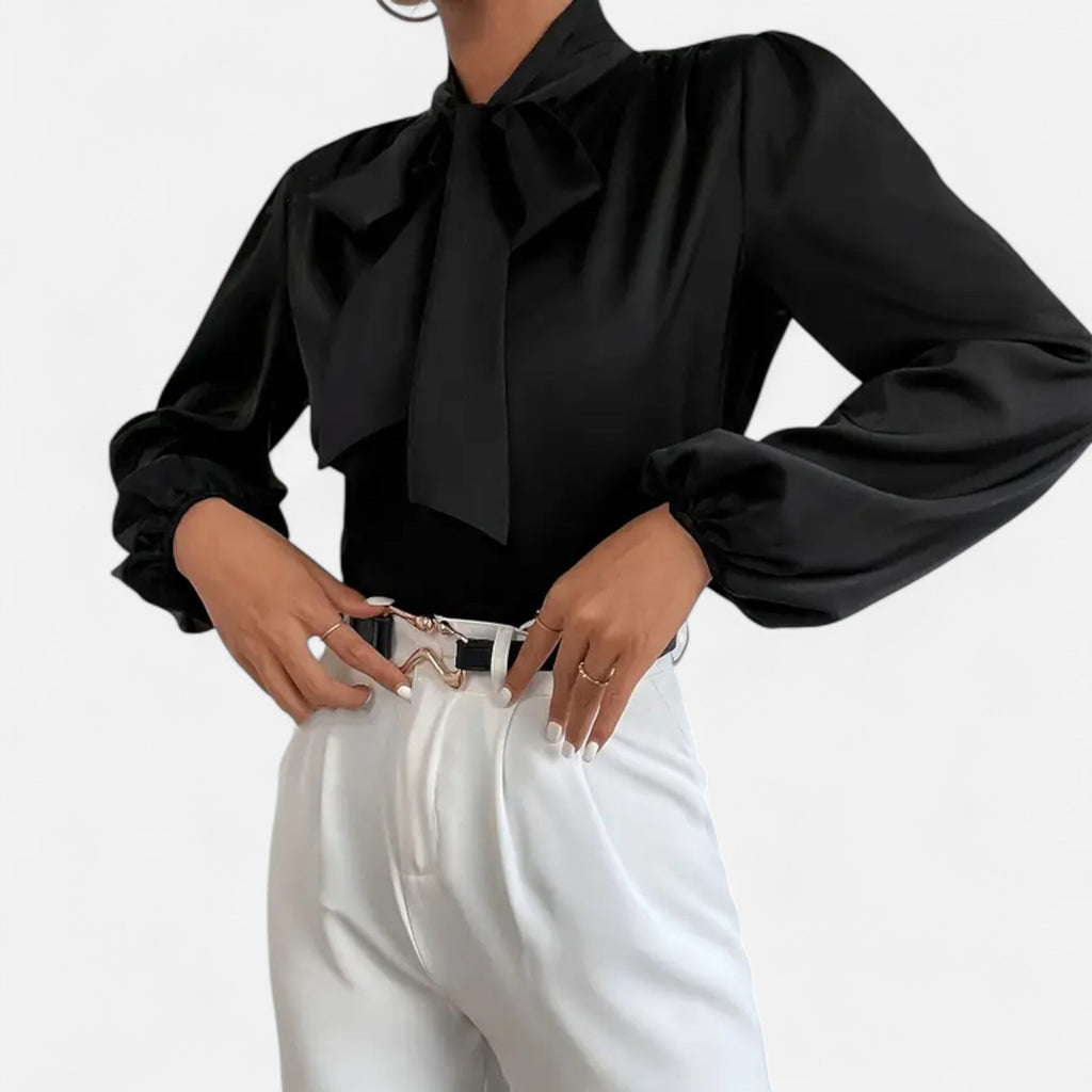 Lurvain | Women’s Satin Bow-Tie Blouse