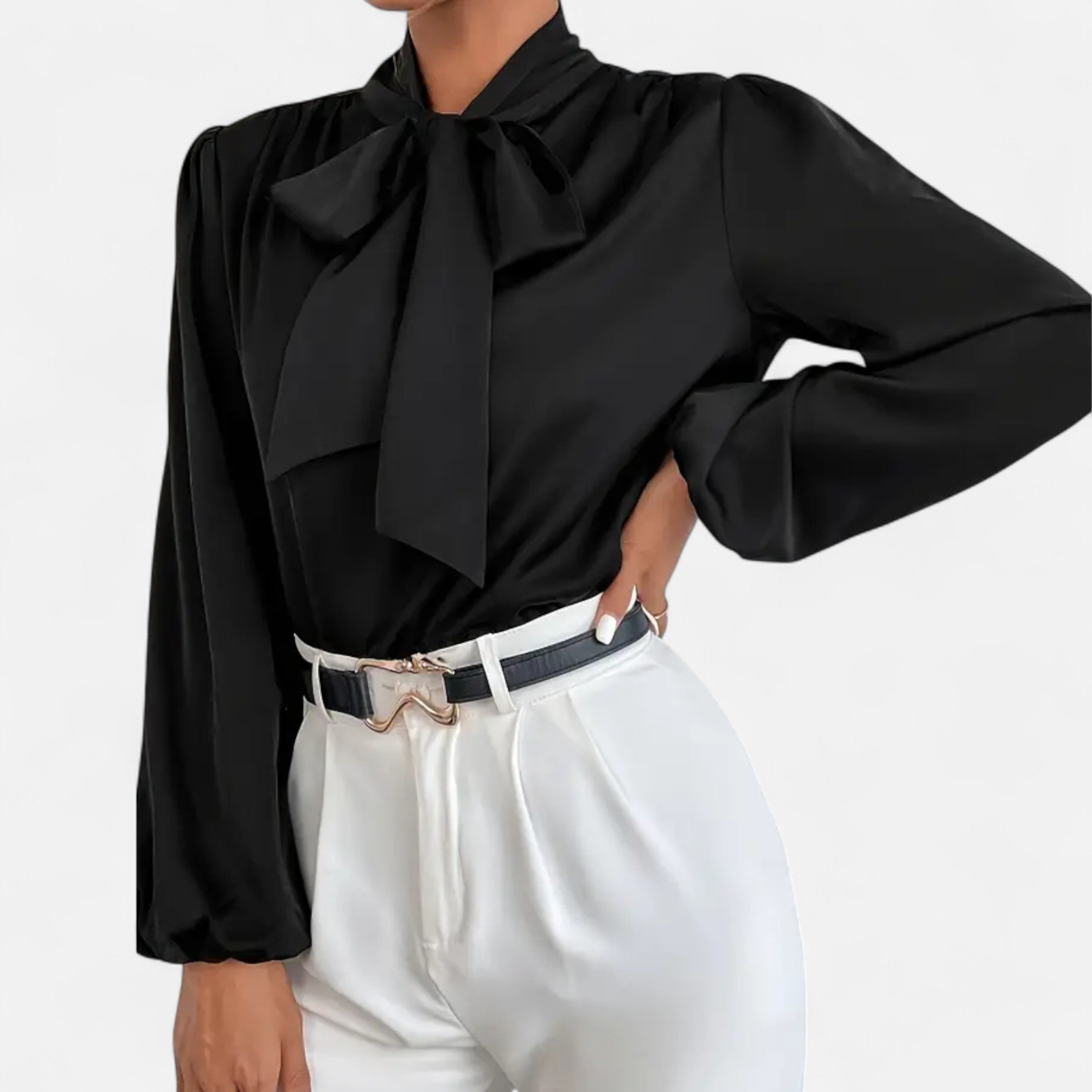 Lurvain | Women’s Satin Bow-Tie Blouse