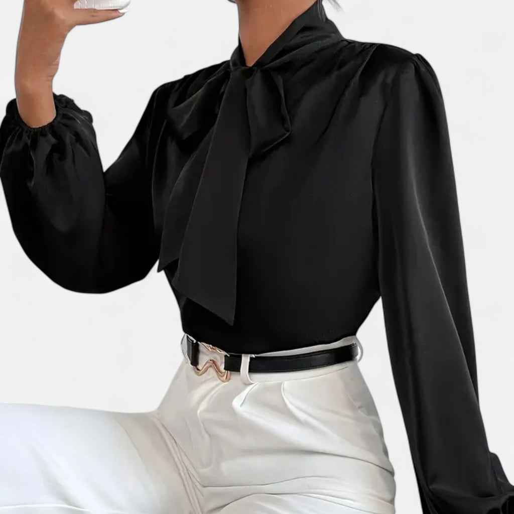 Lurvain | Women’s Satin Bow-Tie Blouse