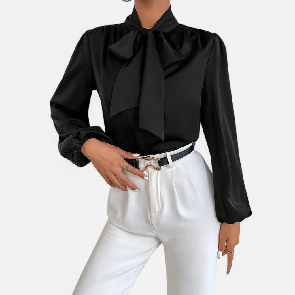 Lurvain | Women’s Satin Bow-Tie Blouse