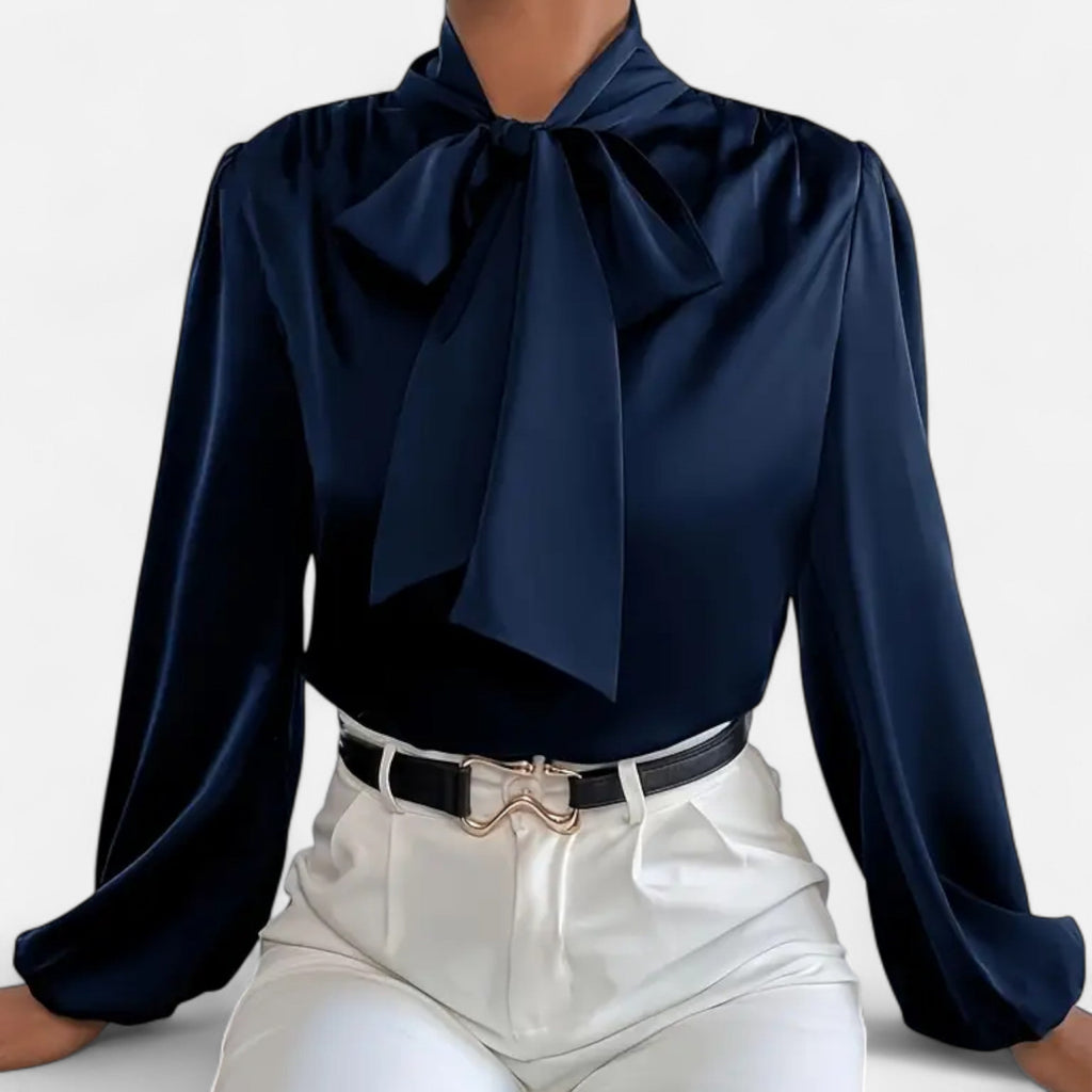 Lurvain | Women’s Satin Bow-Tie Blouse
