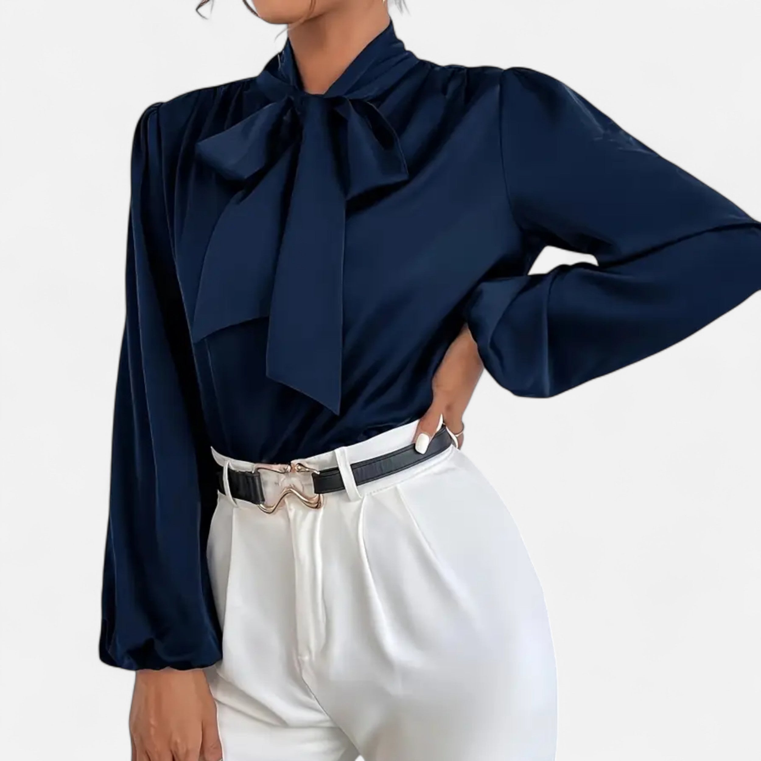 Lurvain | Women’s Satin Bow-Tie Blouse