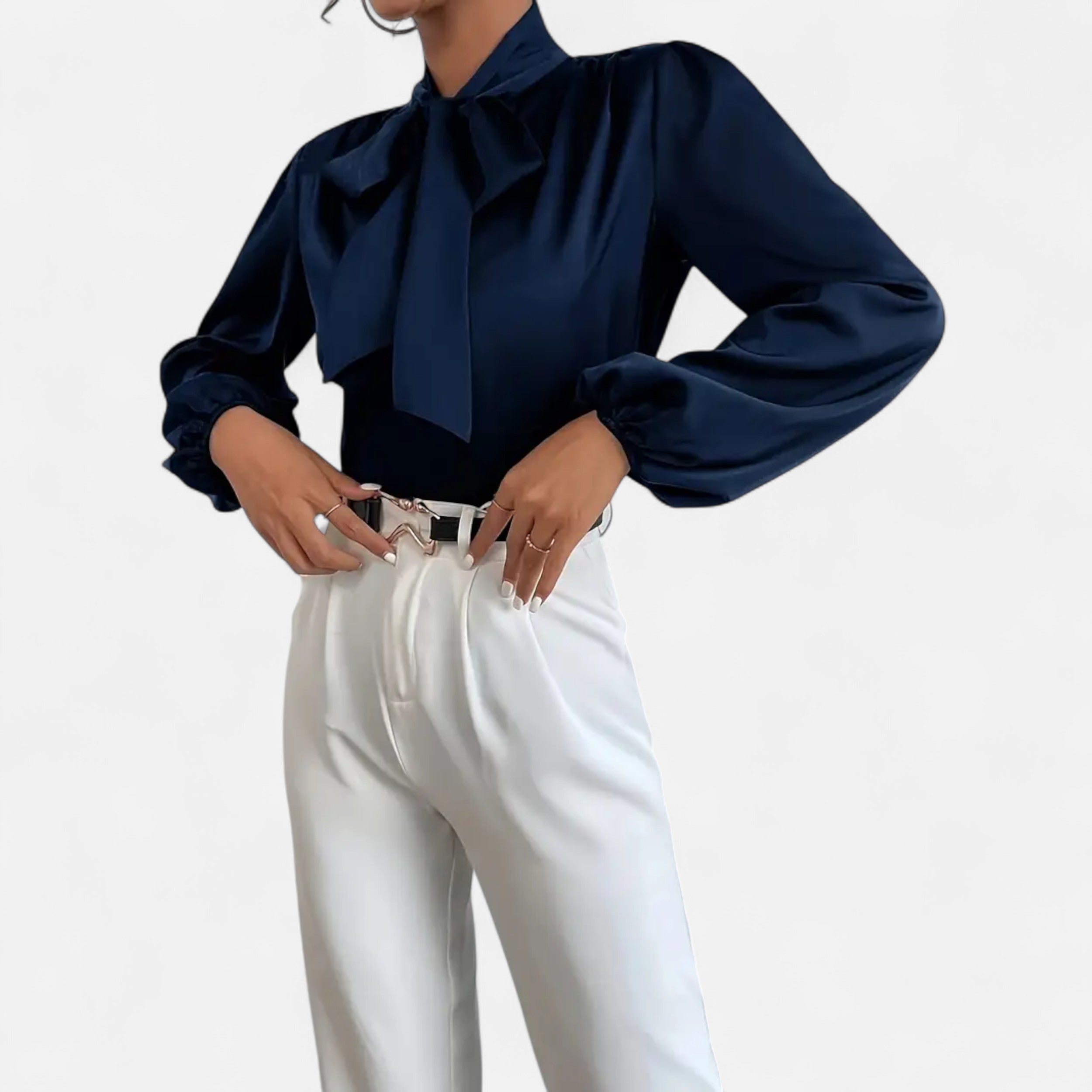Lurvain | Women’s Satin Bow-Tie Blouse