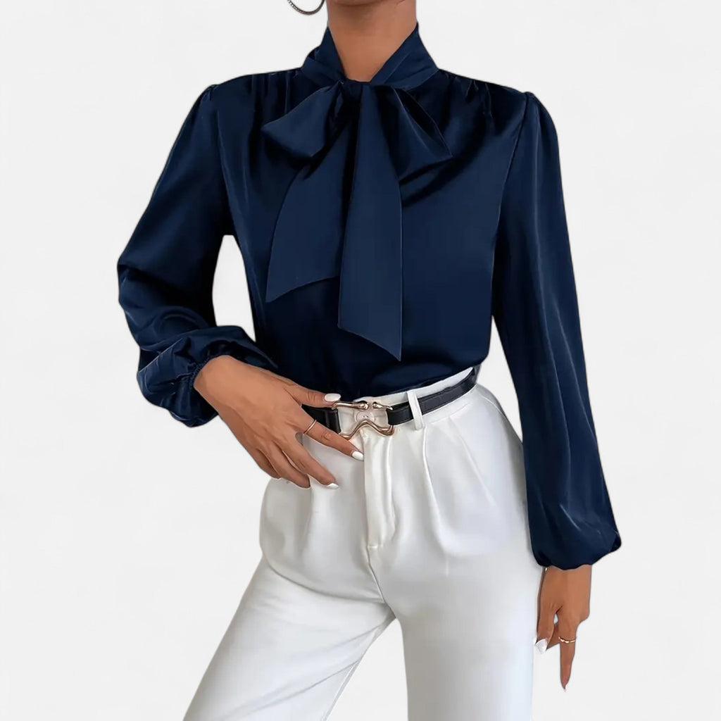 Lurvain | Women’s Satin Bow-Tie Blouse