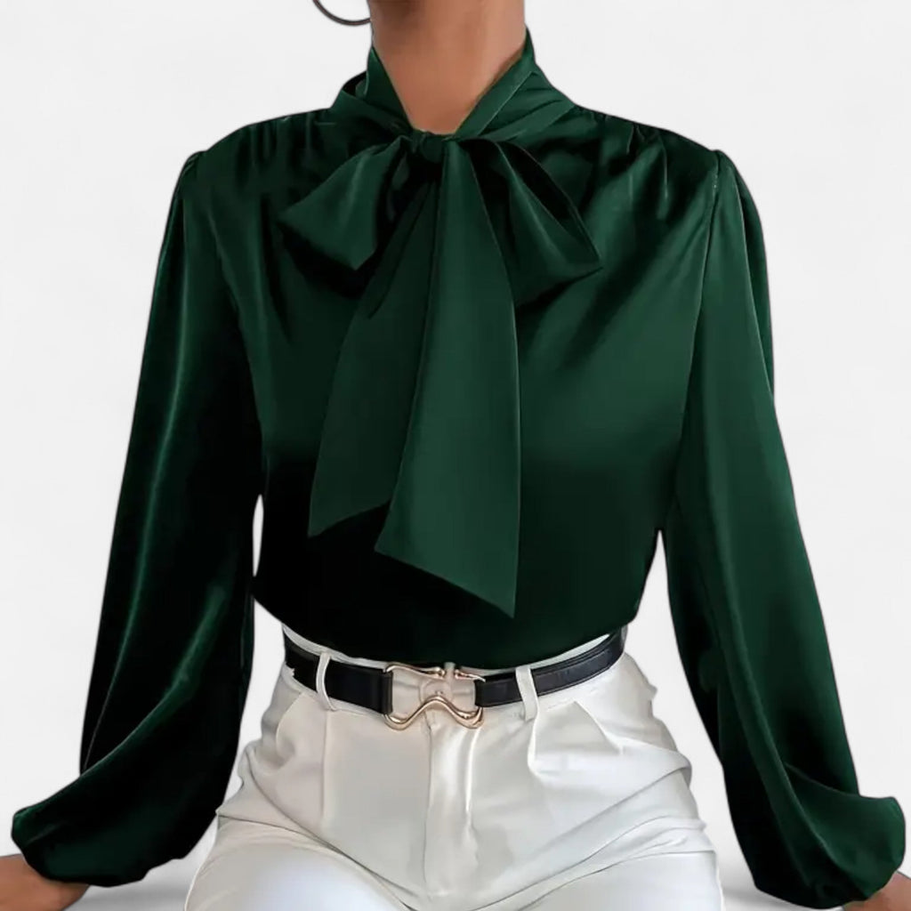 Lurvain | Women’s Satin Bow-Tie Blouse