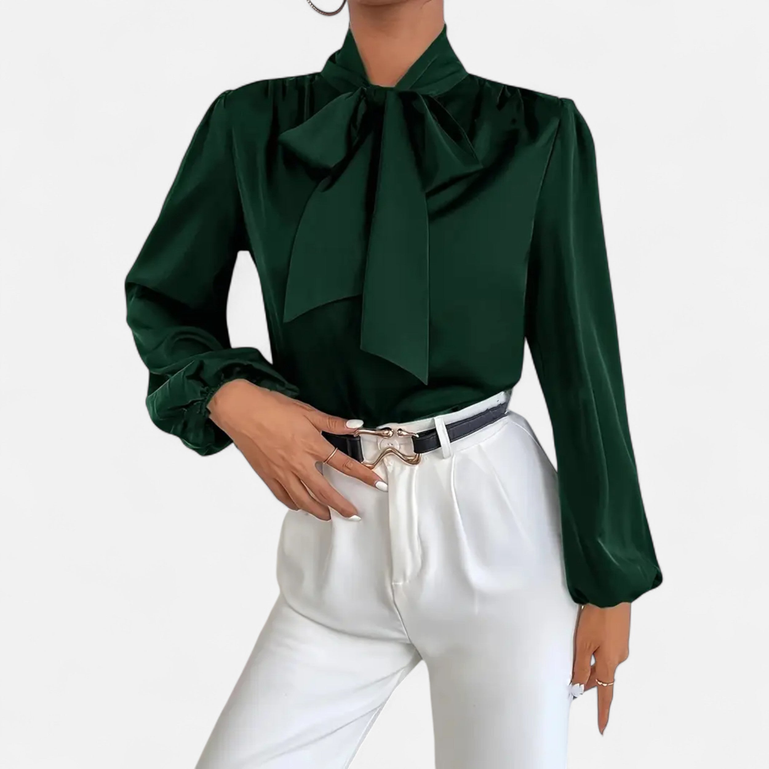 Lurvain | Women’s Satin Bow-Tie Blouse