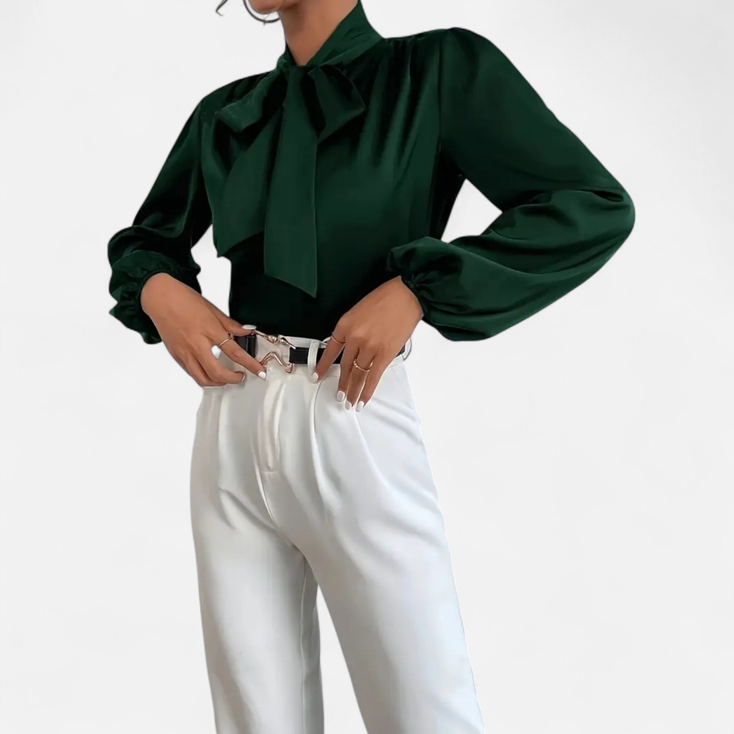 Lurvain | Women’s Satin Bow-Tie Blouse