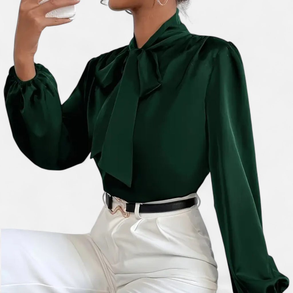 Lurvain | Women’s Satin Bow-Tie Blouse