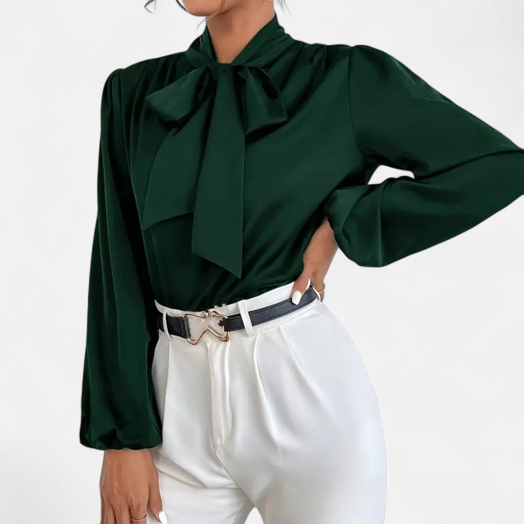 Lurvain | Women’s Satin Bow-Tie Blouse