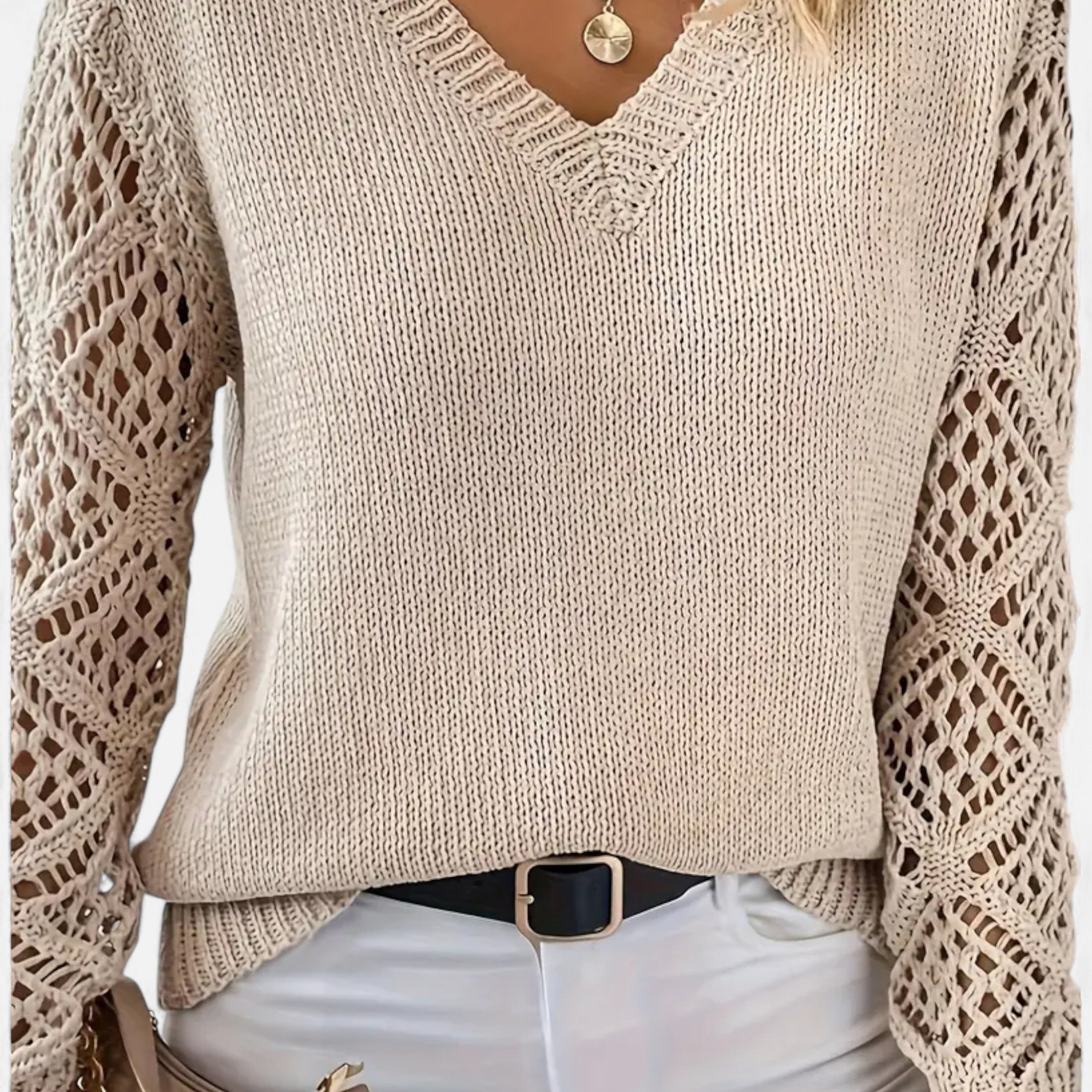 Lurvain | Women’s Chic Hollow-Out V-Neck Knitted Sweater