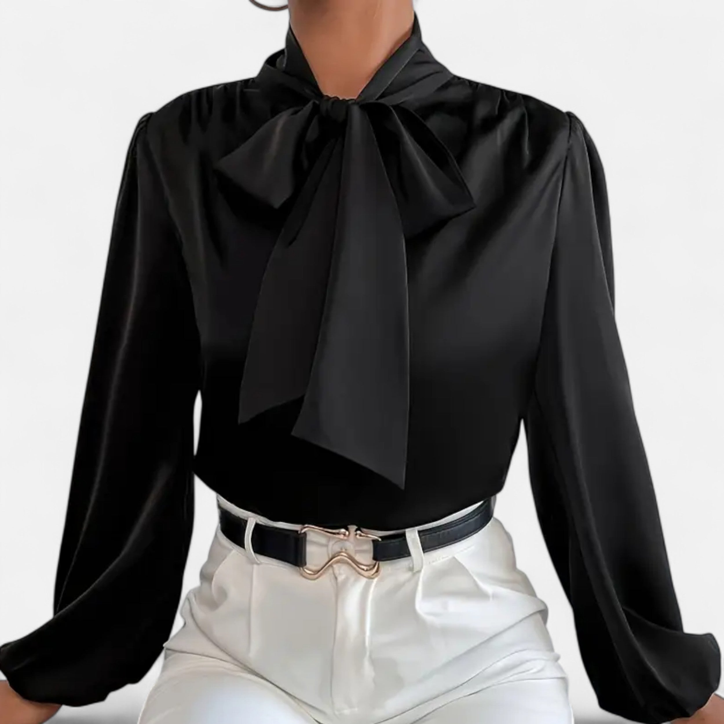 Lurvain | Women’s Satin Bow-Tie Blouse