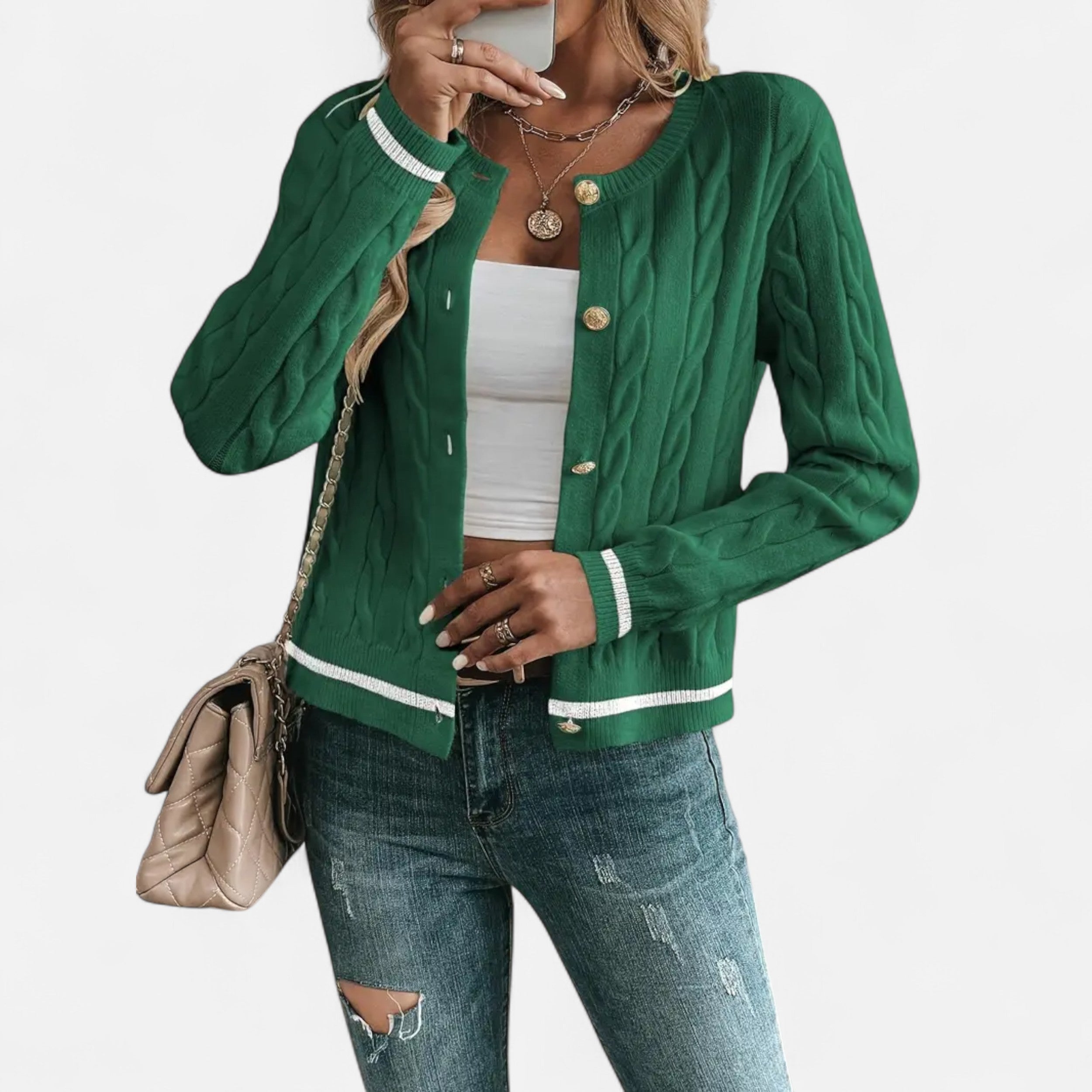 Lurvain | Women’s Elegant Long Sleeve Knit Cardigan