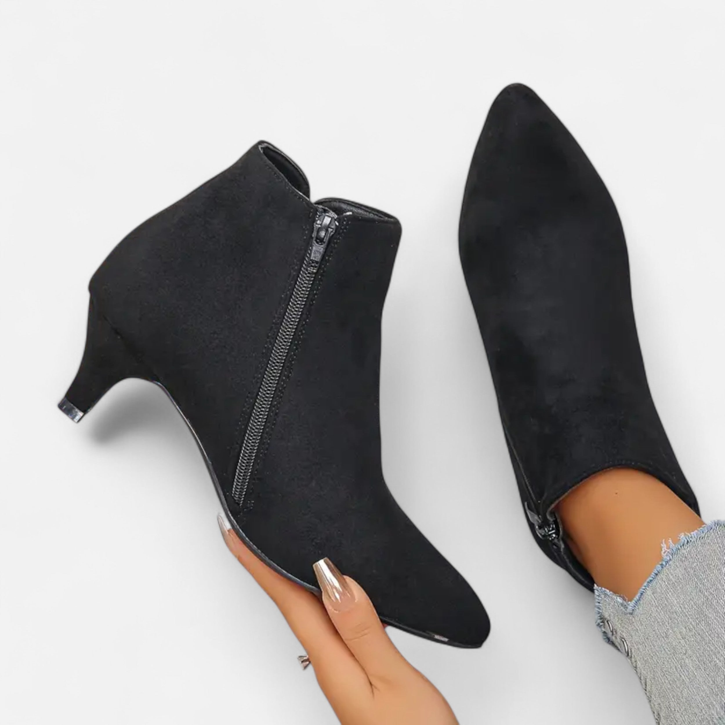 Lurvain | Women’s Kitten Heel Pointed Ankle Boots