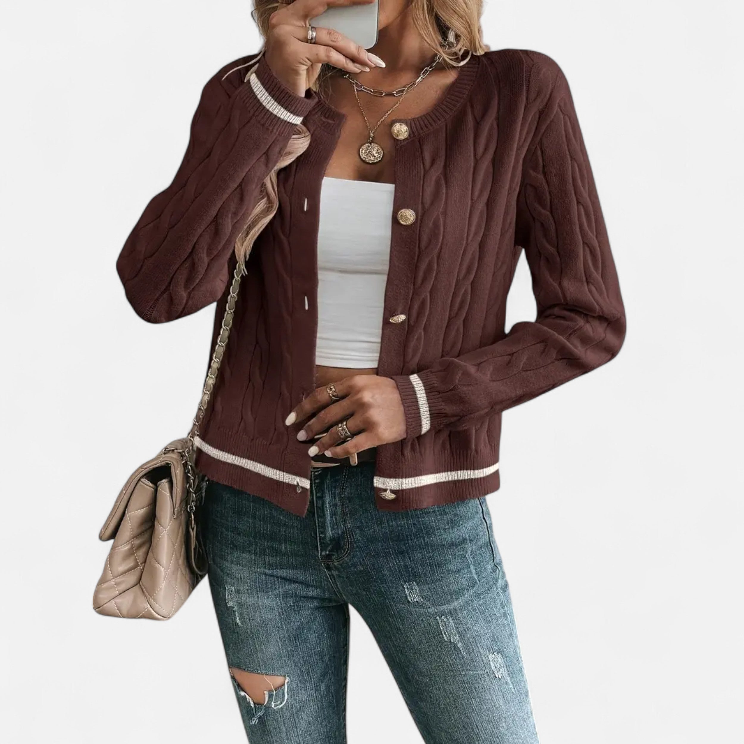 Lurvain | Women’s Elegant Long Sleeve Knit Cardigan